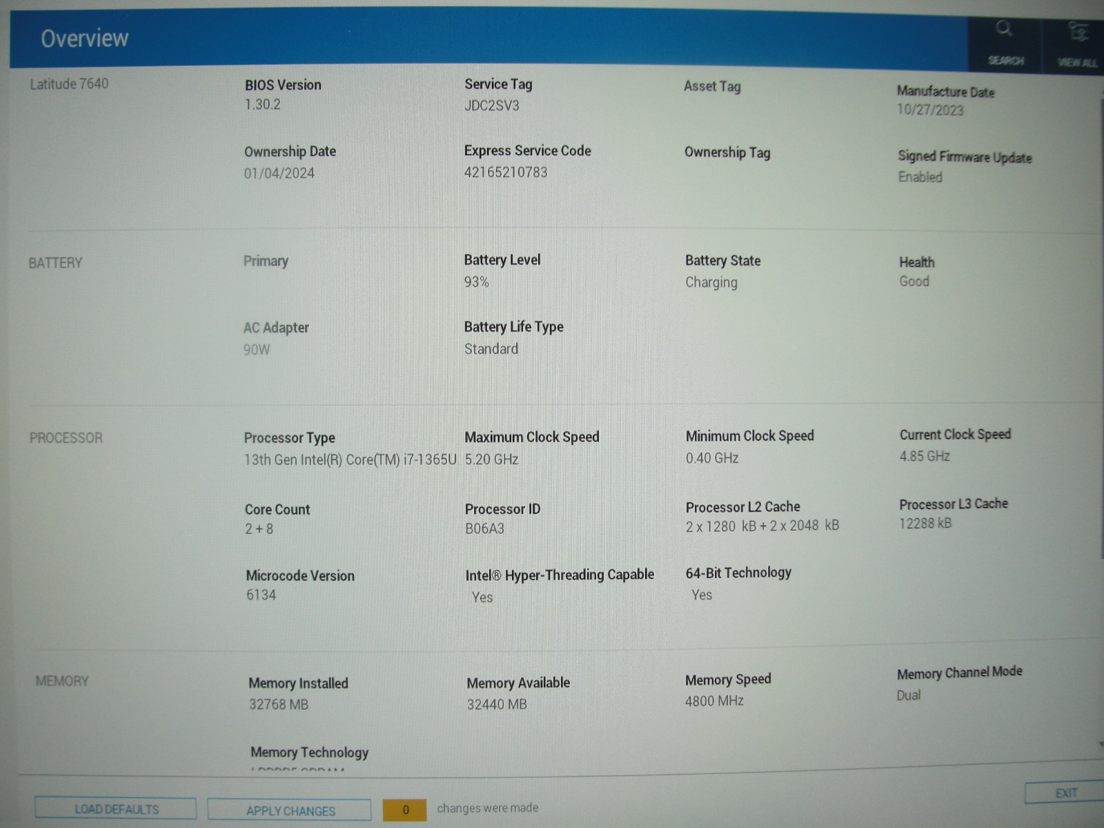 Dell Latitude 7640 16″WUXGA Core i7-1365U 32GB RAM 512GB SSD +Charger War 11/26