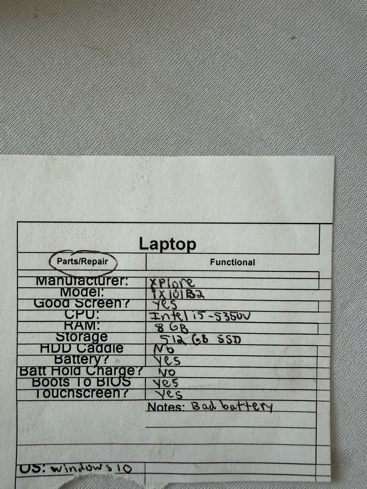 Xplore ix101B2 Laptop – Good Screen – Intel i5-5350U – RAM 8 GB – Read Des