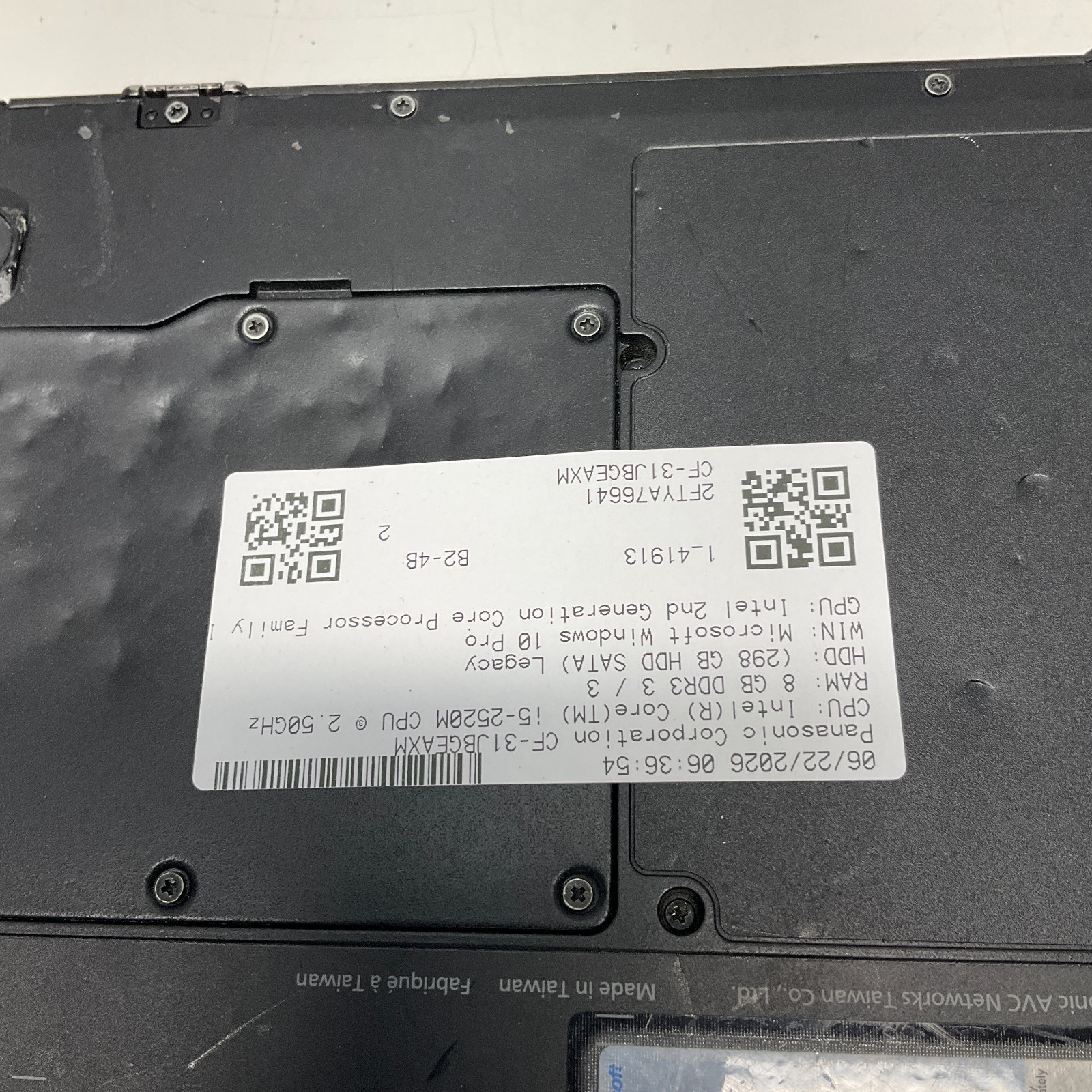 Panasonic Toughbook CF-31 MK2 Laptop Intel Core i5-2520M 8GB 320GB HDD Win 10