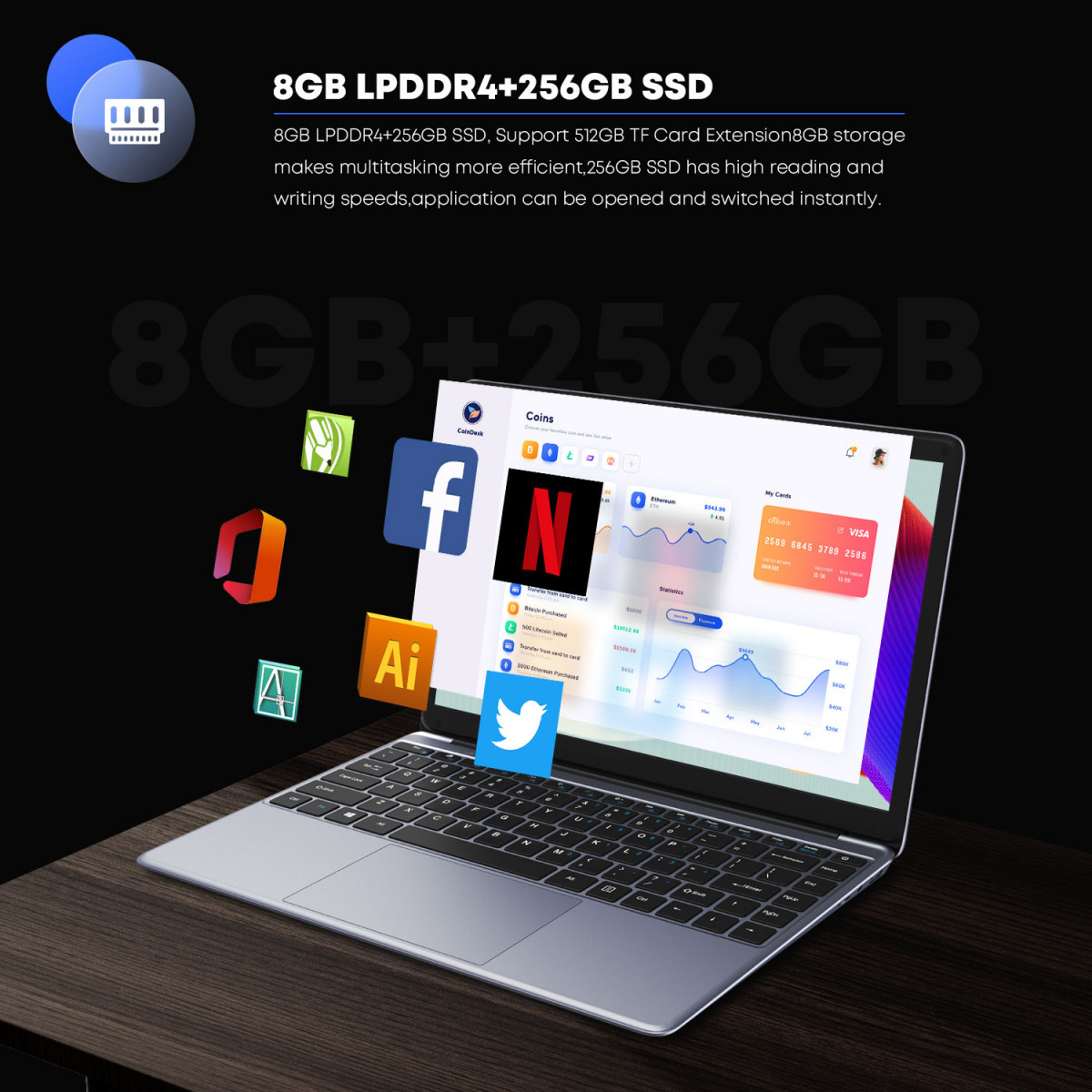 CHUWI HeroBook Pro 14.1 in Laptop Windows 11 Intel N4000 128g SSD Notebook PC