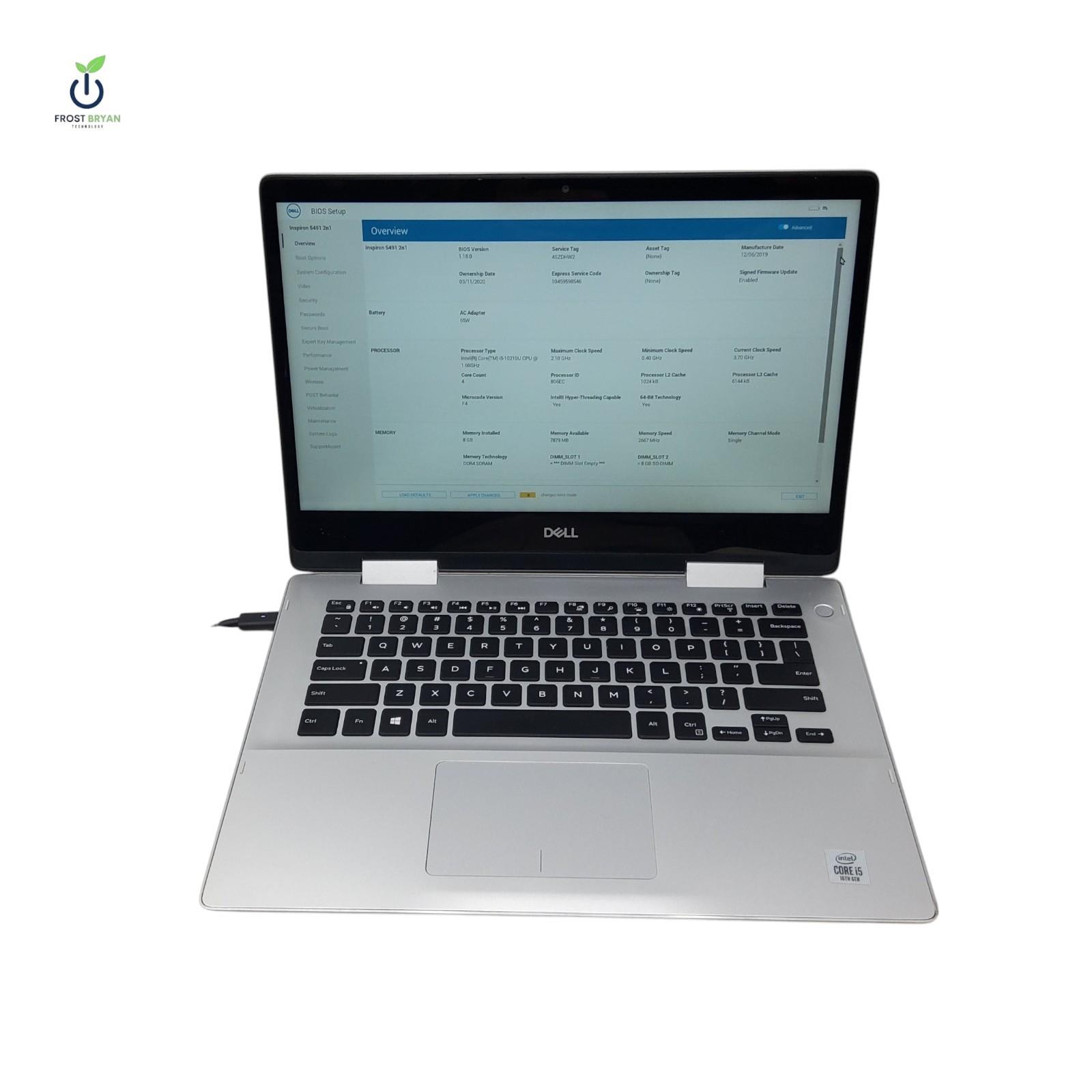 DELL Inspiron 5491 2n1 Laptop i5-10210U@1.60GHz 8 GB 256 GB No OS Grade C [READ]
