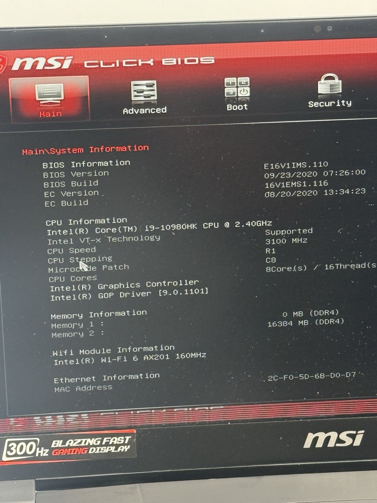 MSI GS66 Stealth 15.6″ FHD i9-10980HK 16GB RAM 2080 Super READ