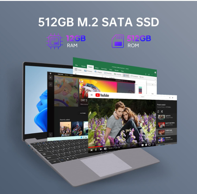 Laptop: Endless Power and Storage 12GB RAM, 512GB SSD, Expandable to 1TB, with 1