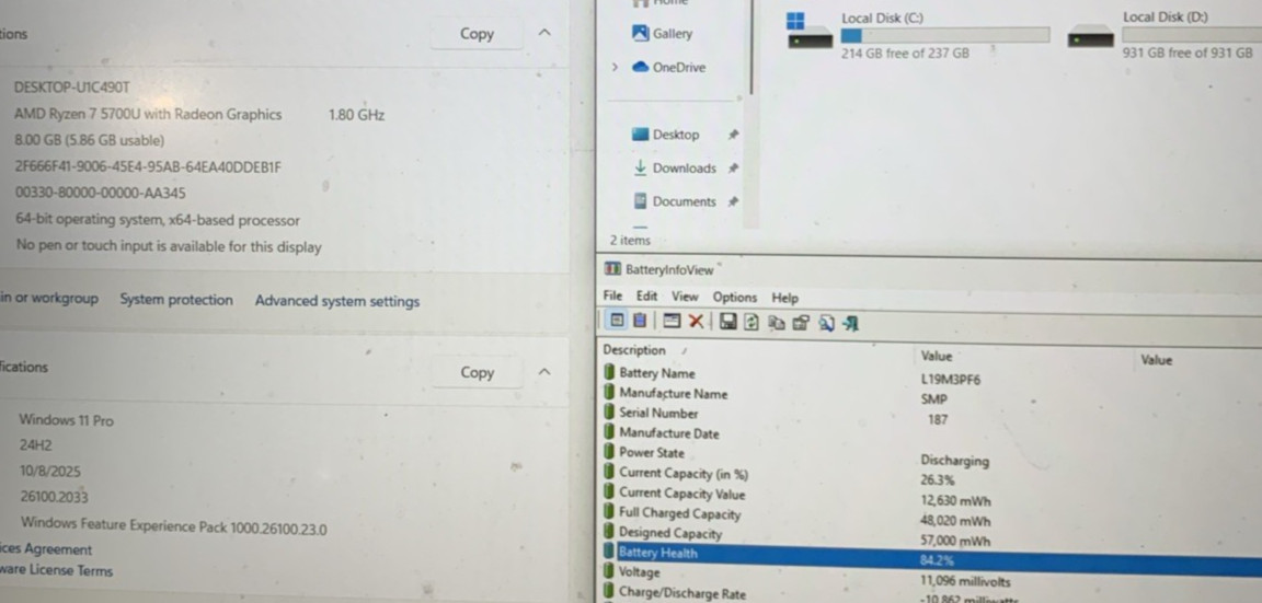 Lenovo IdeaPad 5, AMD Ryzen 7 5700U@1.8GHz, 8GB RAM, 256GB + 1TB SSD, Win11P