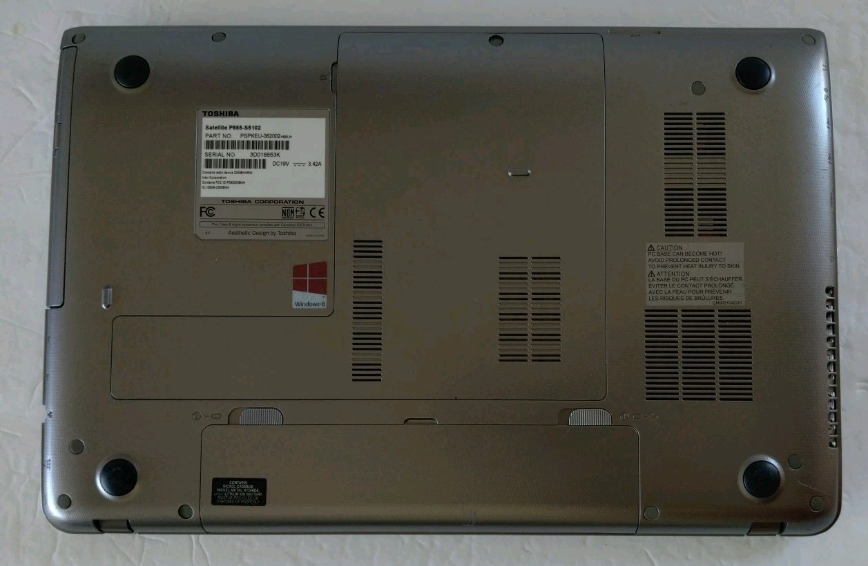 TOSHIBA SATELLITE P855-S5102 INTEL CORE i5-3230M 2.60 GHz 8GB 500GB WIN 10 PRO