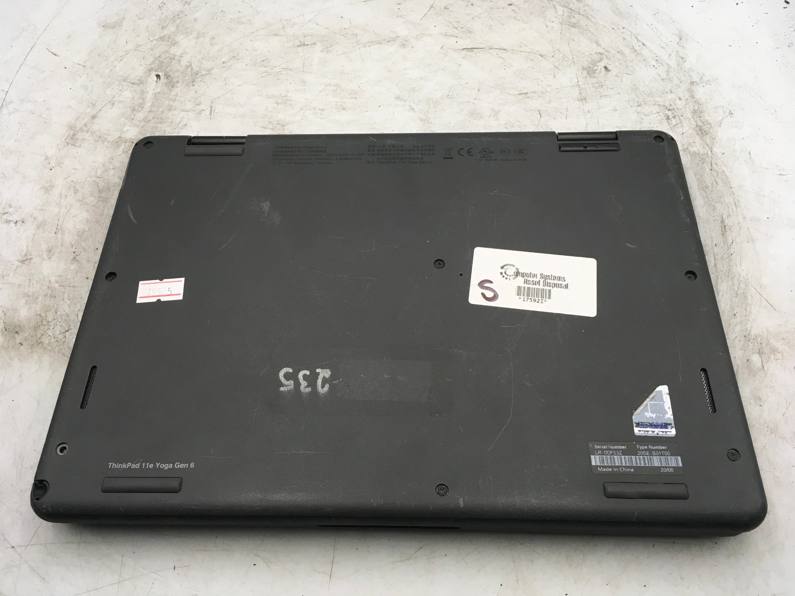 LENOVO THINKPAD 11E YOGA GEN 6 -BOOTS TO BIOS- INTEL M3 8100Y – 8GB RAM -READ-BB