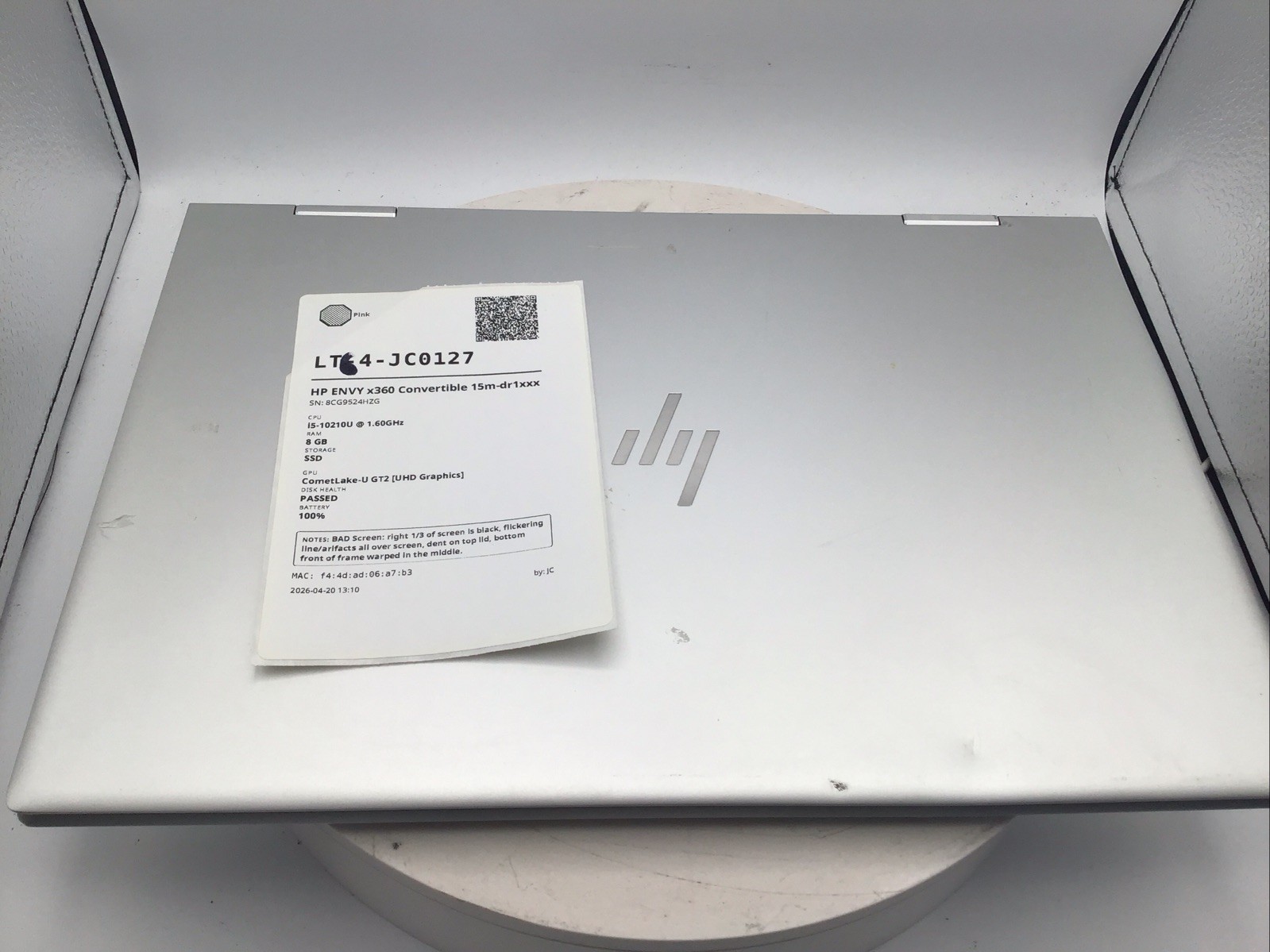 HP Envy x360 15.6″ Laptop i5-10210U 8GB RAM 256GB SSD Windows 11 Pro Used READ