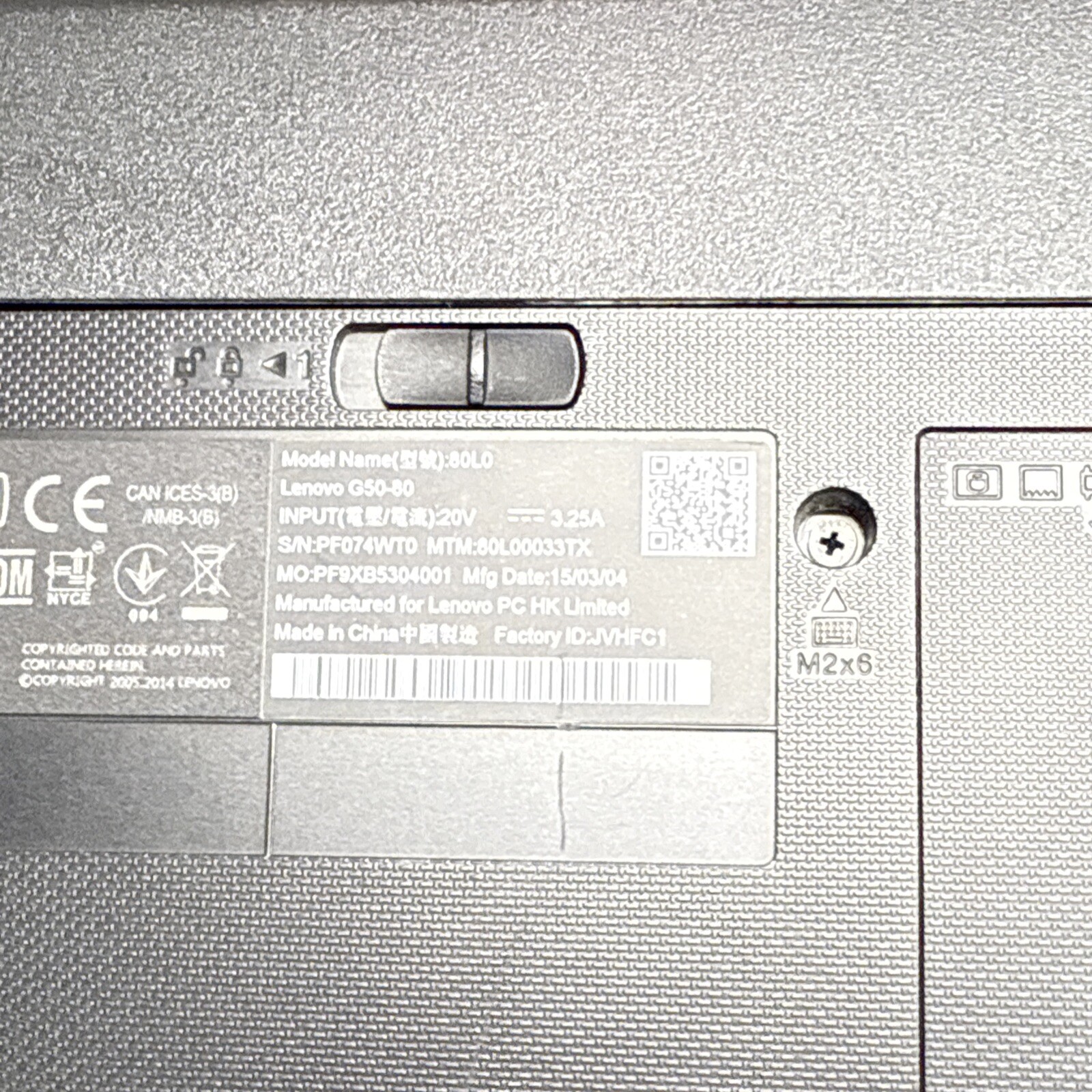 Working LENOVO G50-80 15.6in Screen 590GB HD 4 GB RAM i3-4005U For Parts Repair