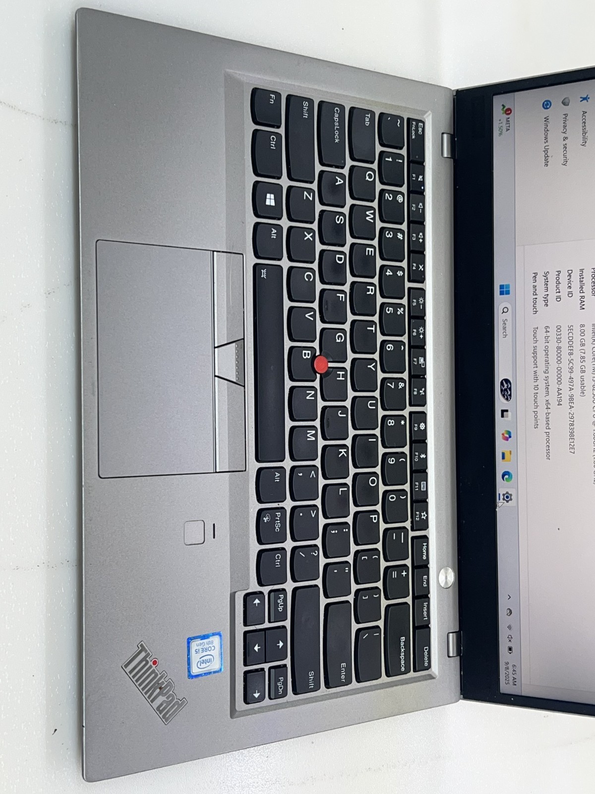 LENOVO THINKPAD X1 CARBON GEN 6 i5-8250U@1.6GHz 8GB RAM 256GB NVMe W11P TOUCH AC