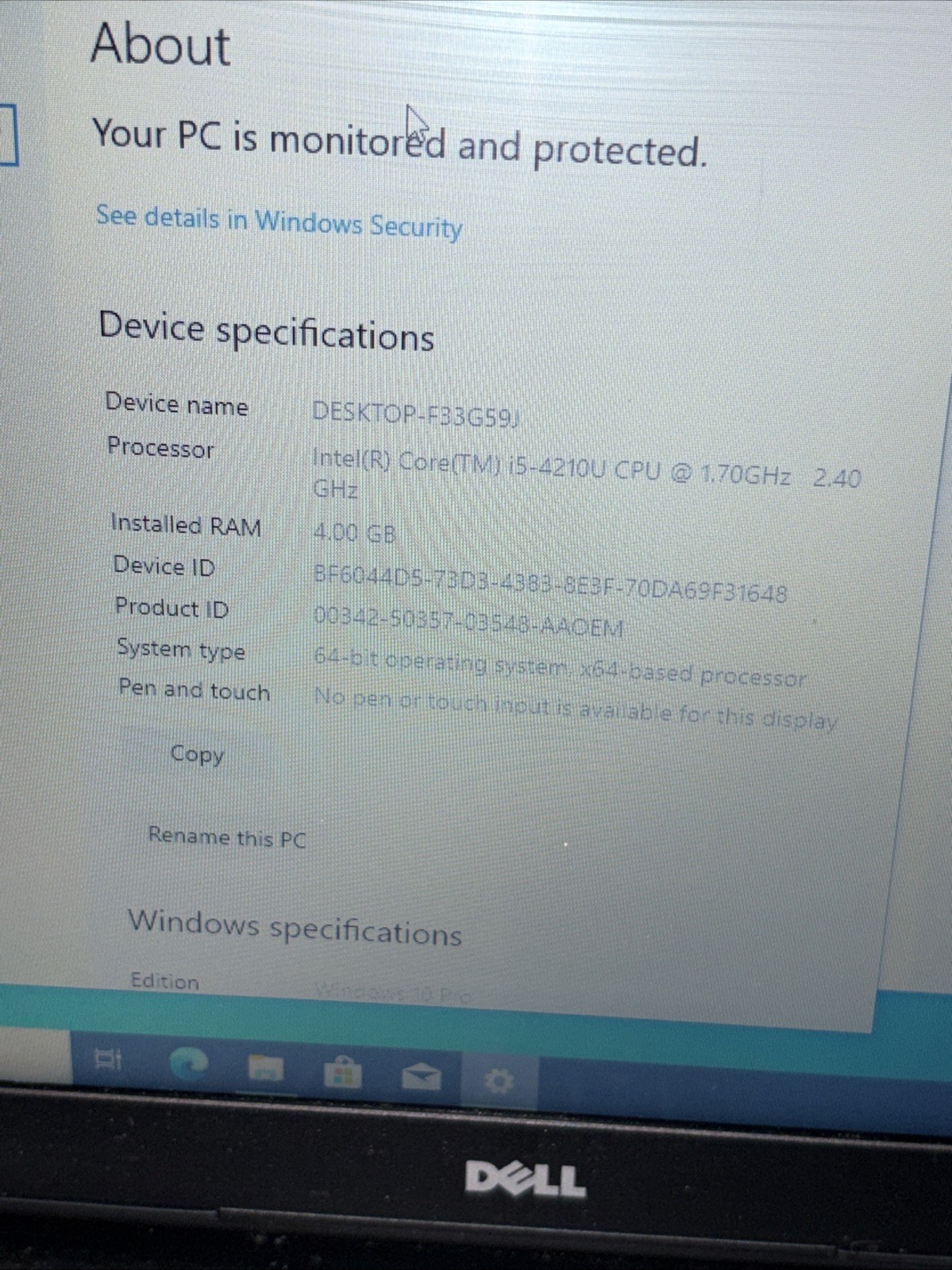 Dell Inspiron 15 i5558 15.6″ Notebook – i5-4210U 1.70 GHz, 4 GB, 500 GB, Win 10