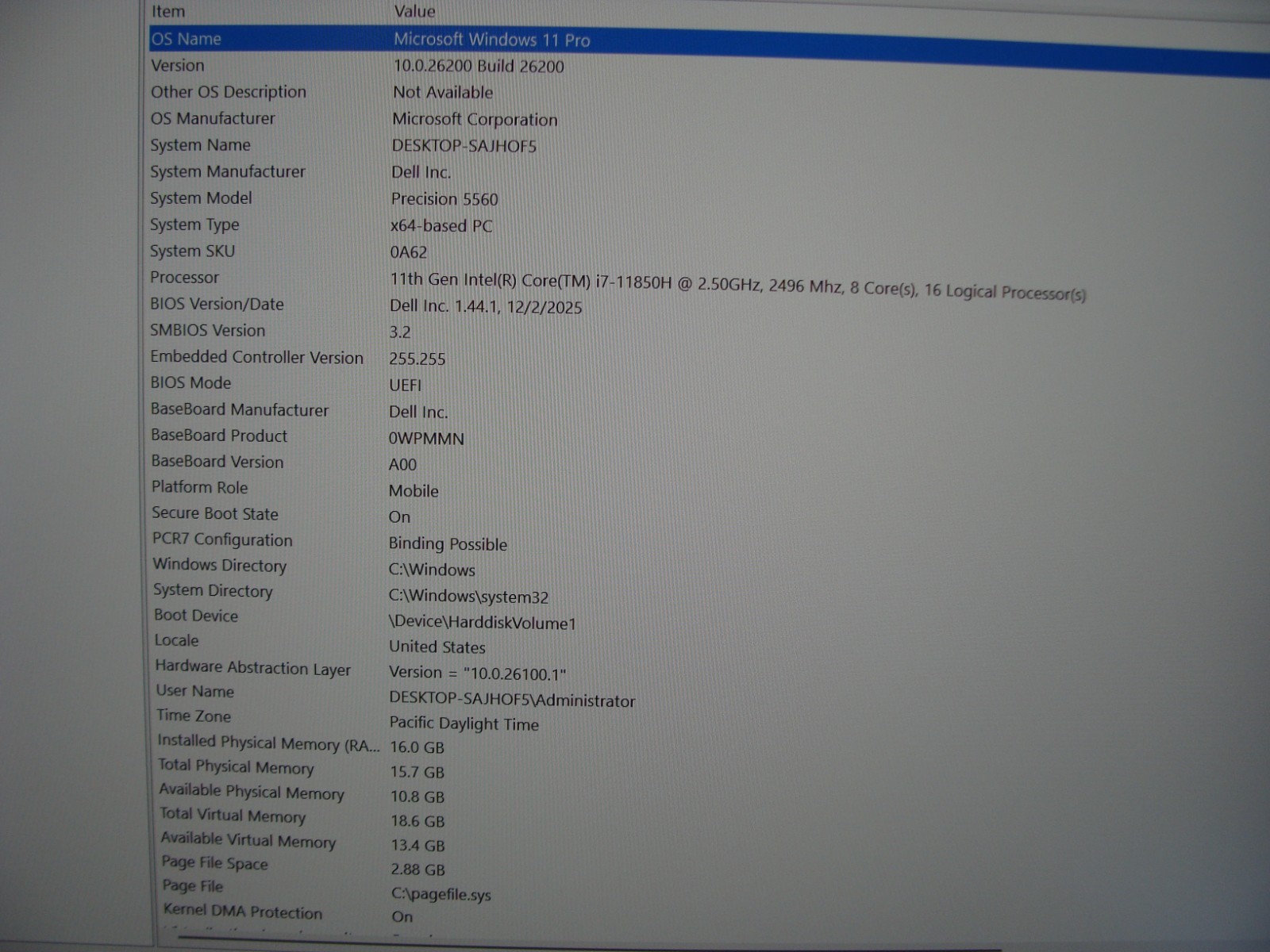 Dell Precision 5560 15.6″FHD+ i7-11850H 2.3Gh 16Gb 512GB NVIDIA T1200 4GB +PA