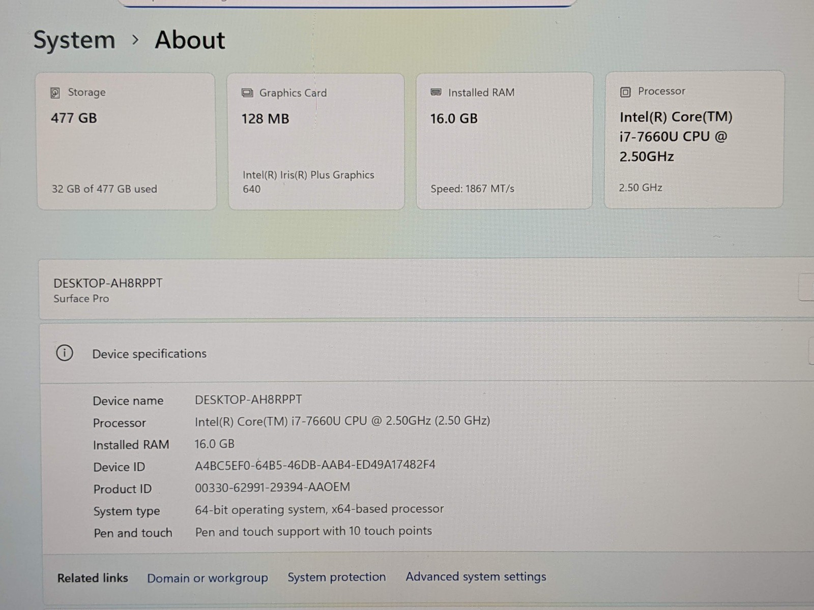 LOT of 2 MS Surface Pro 1796 12.3″2736×1824 TOUCH i7-7 2.5GHz 16GB 512GB SSD 11P