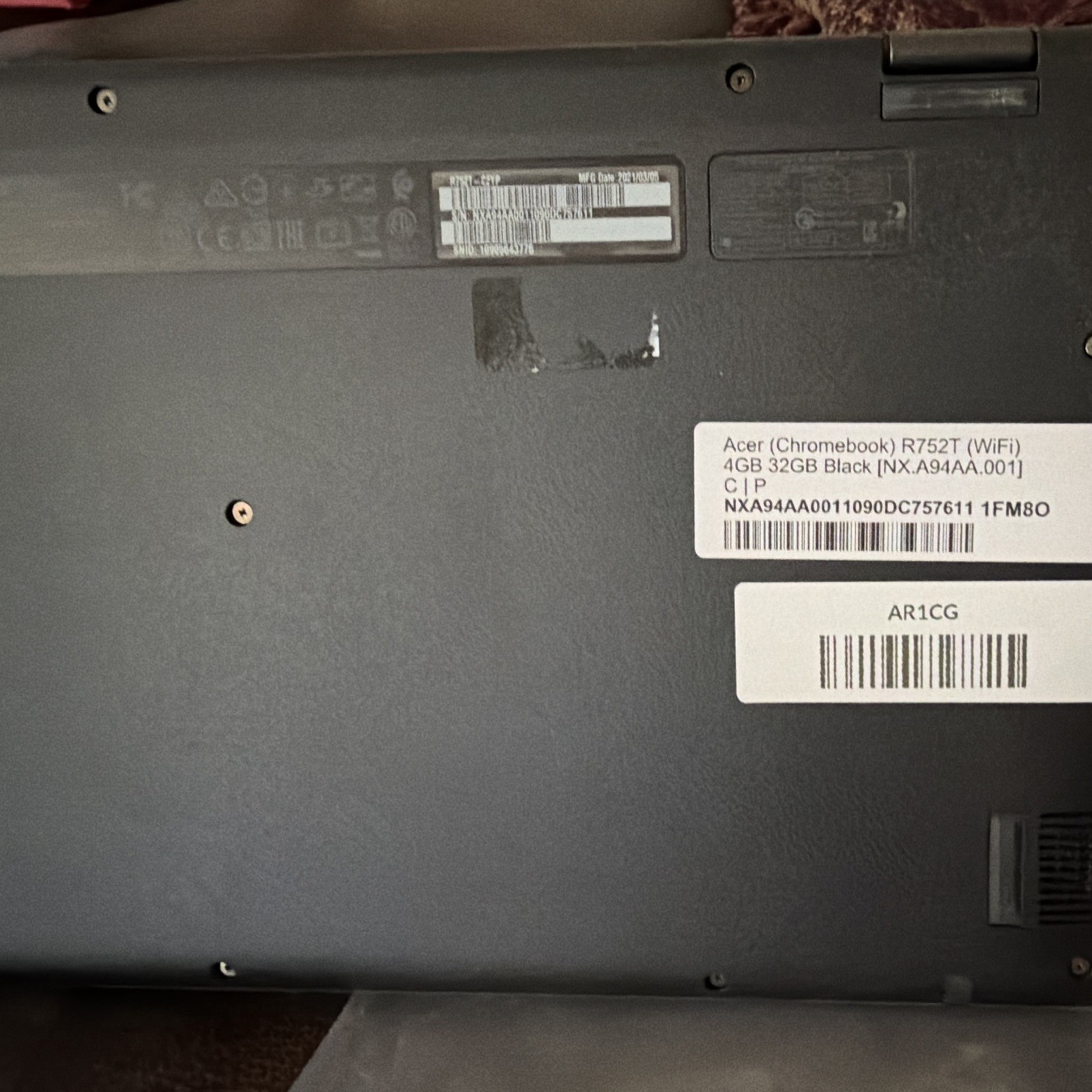 Acer Chromebook R752T 11.6″ Celeron 4GB 32GB eMMC 2-in-1 Touch Black