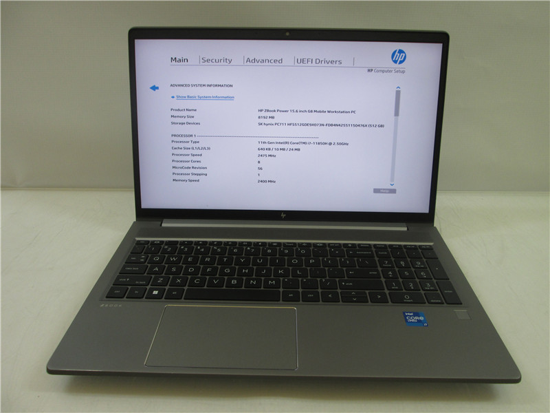 HP ZBook Power G8 Laptop i7-11850H 8GB 512GB SSD No GPU Win11 Pro COA 