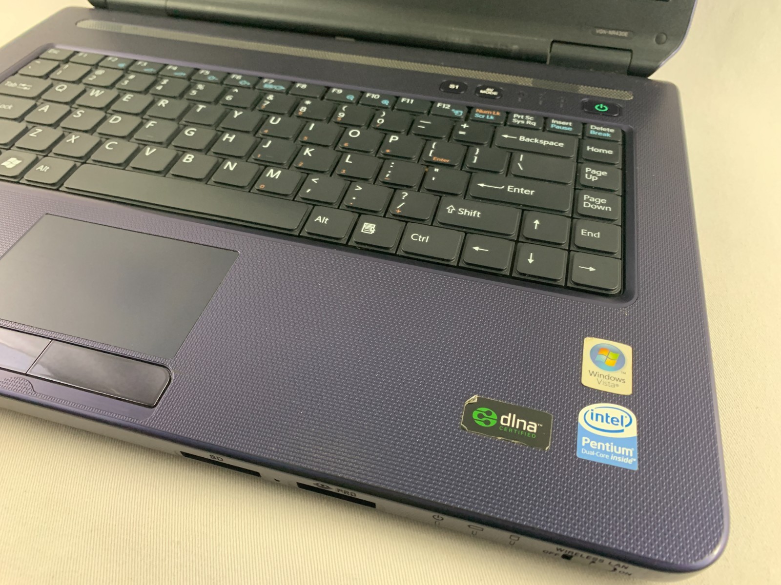 Sony VAIO PCG-7133L Blue Laptop For Parts or Repairs, No Touchpad, Win Vista