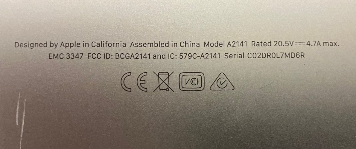 Apple MacBook Pro A2141 16″ Radeon 5500M 2.4GHz Intel Core i9-9980HK 64GB 1TB