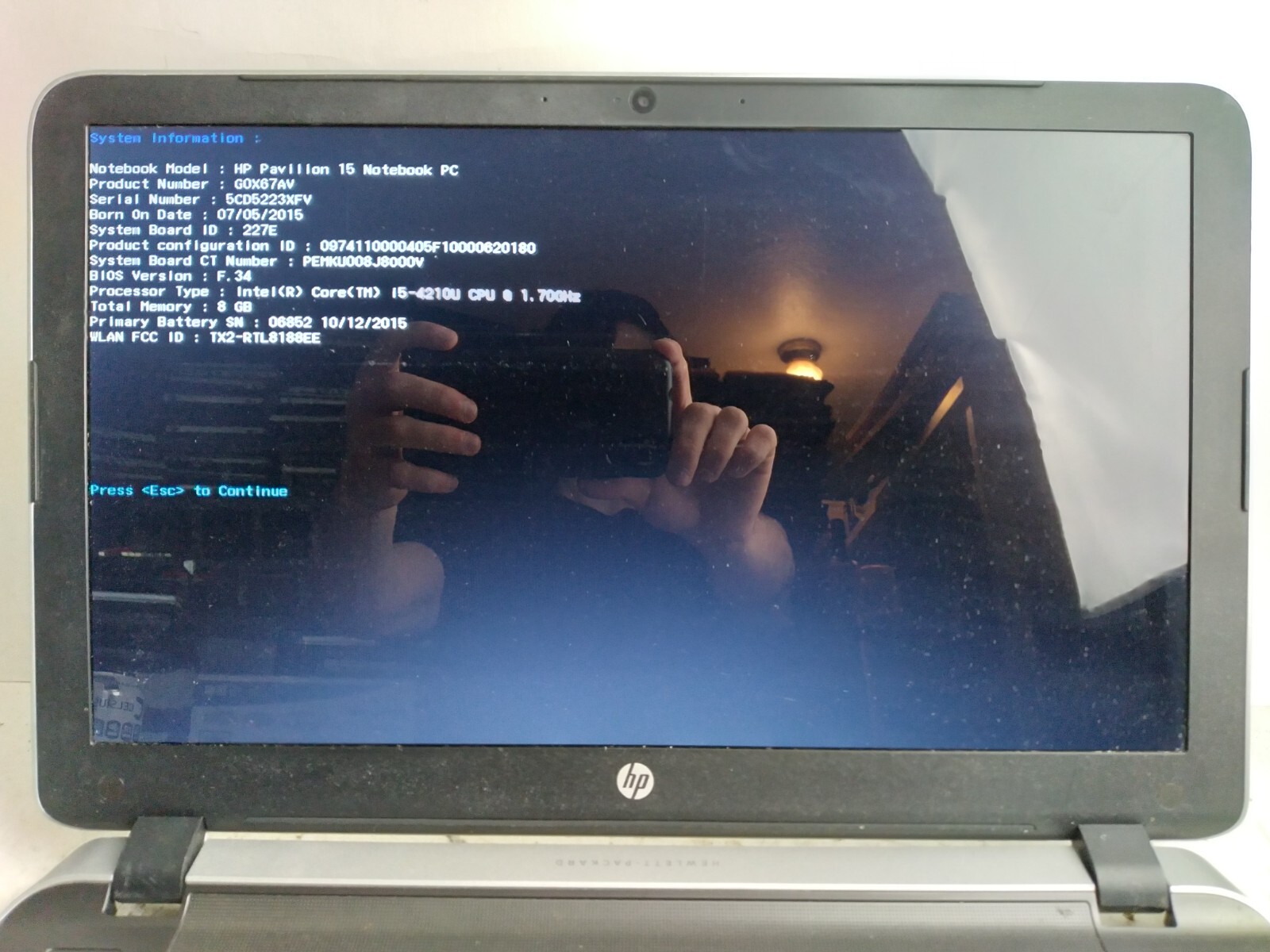 HP Pavilion 15 w/i5-4210U, 8GB RAM, 500GB HDD, 15.6″ Laptop for Parts/Repair