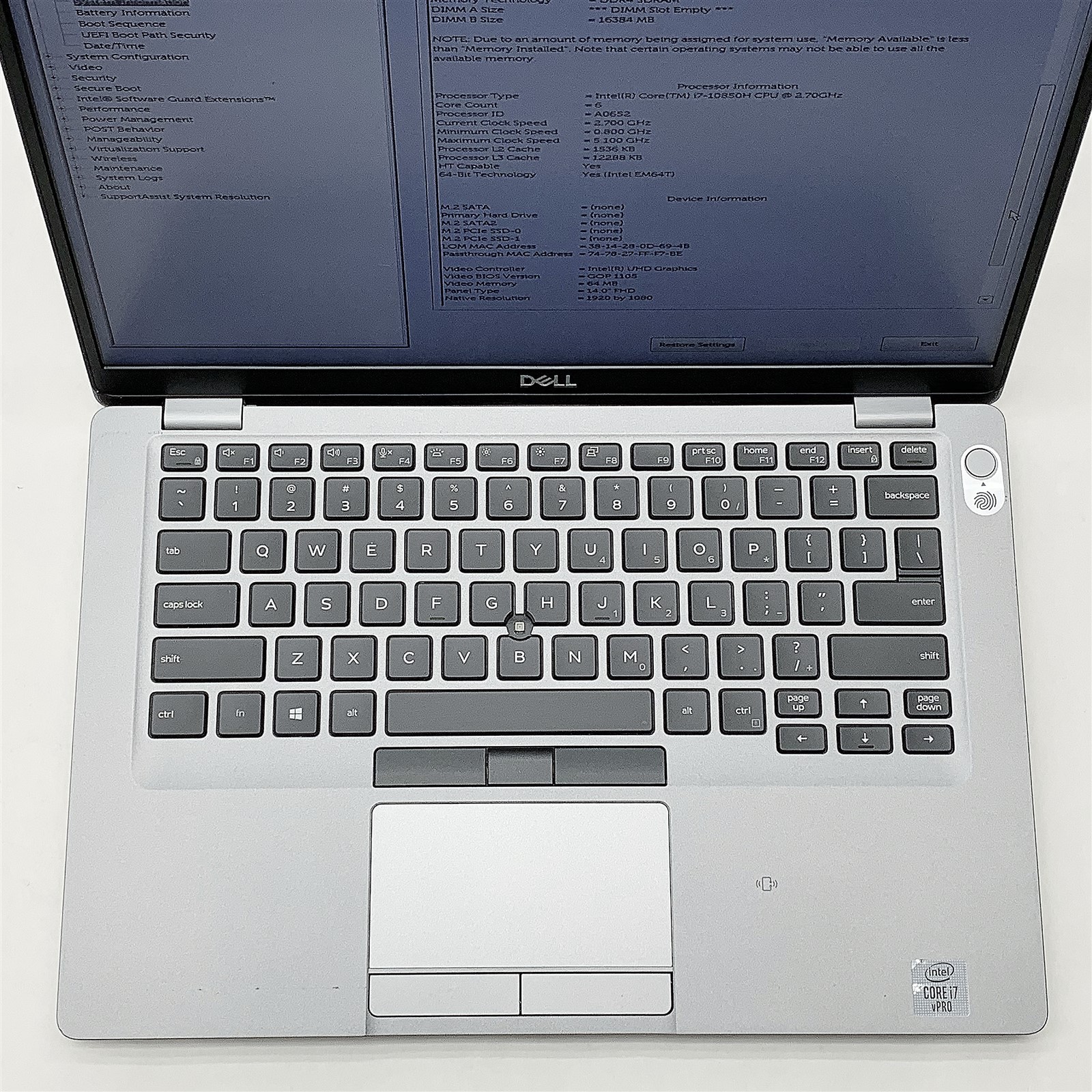Dell Latitude 5411 Laptop Intel Core i7 10850H 2.70GHZ 14″ FHD 16GB NO HDD Parts