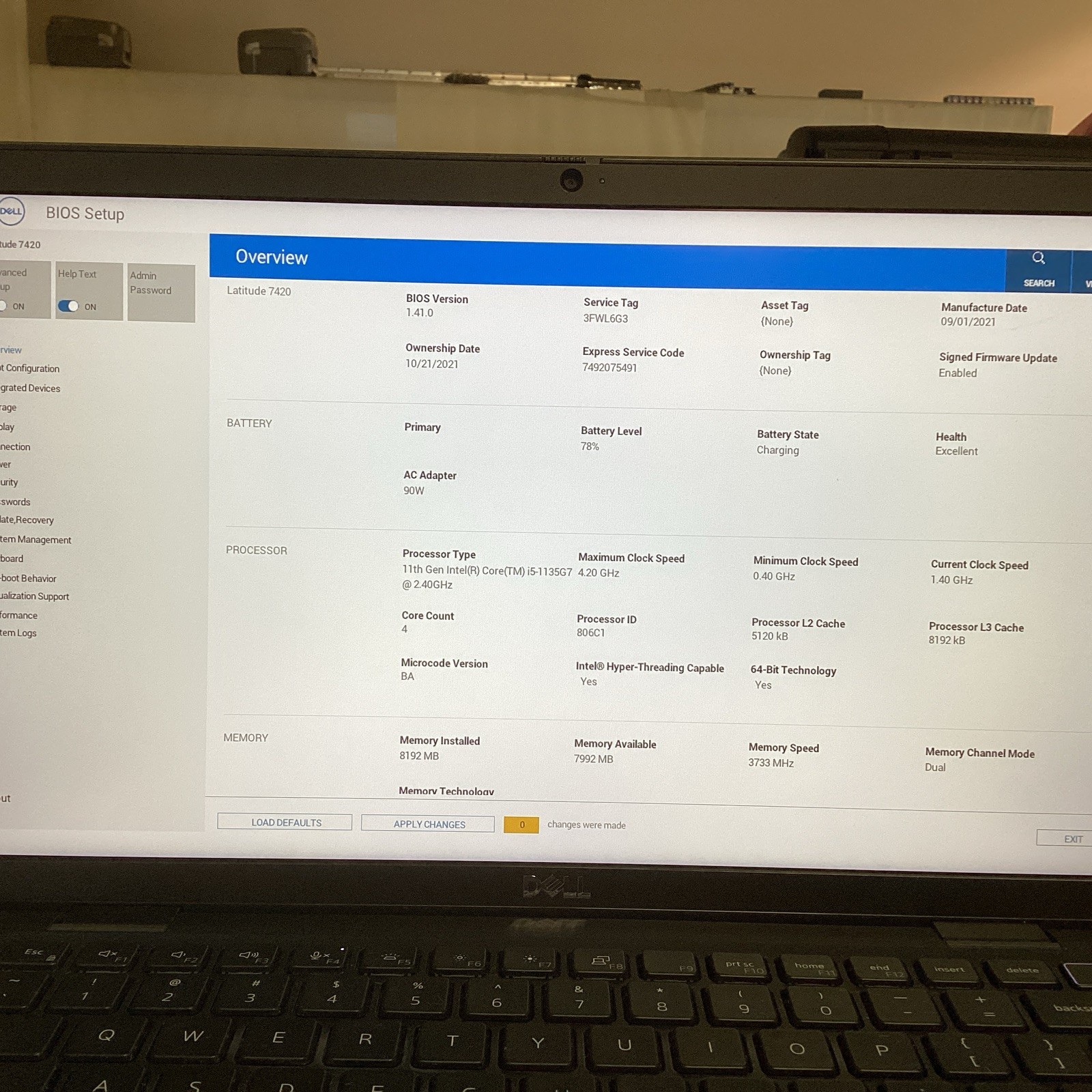 Dell Latitude 7420 13.3″ i5-1145G7, 8GB RAM, 256GB SSD, No OS/CHARGER