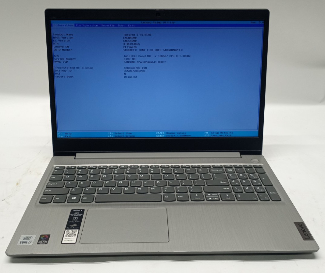 Lenovo IdeaPad 3 15IIL05 TOUCH i7-1065G7@1.30GHz 8GB/256GB NVMe Win11Pro MC130!