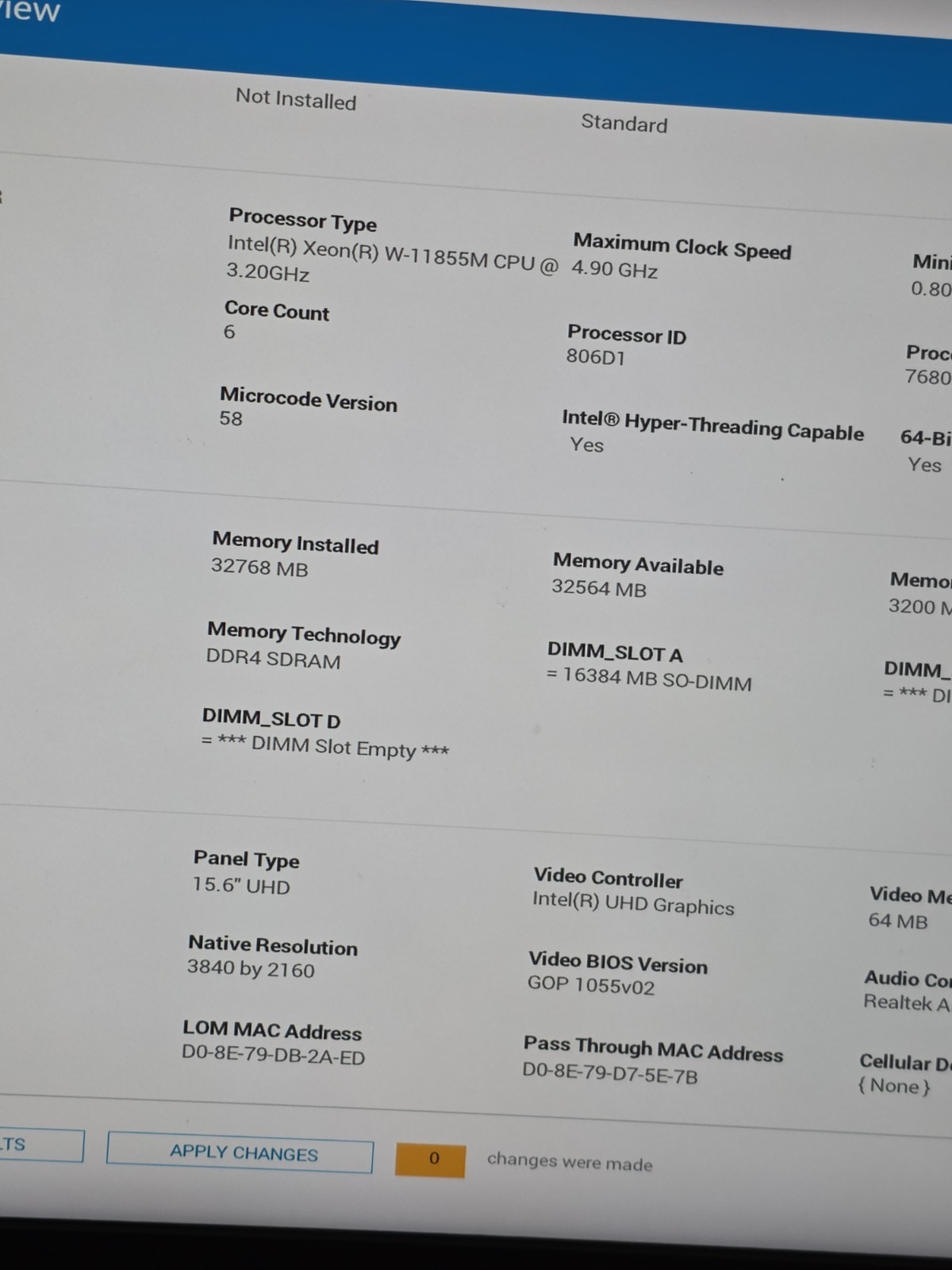 Dell Precision 7560 4K Xeon W-11855M RTX A4000 32GB 512GB Workstation – READ