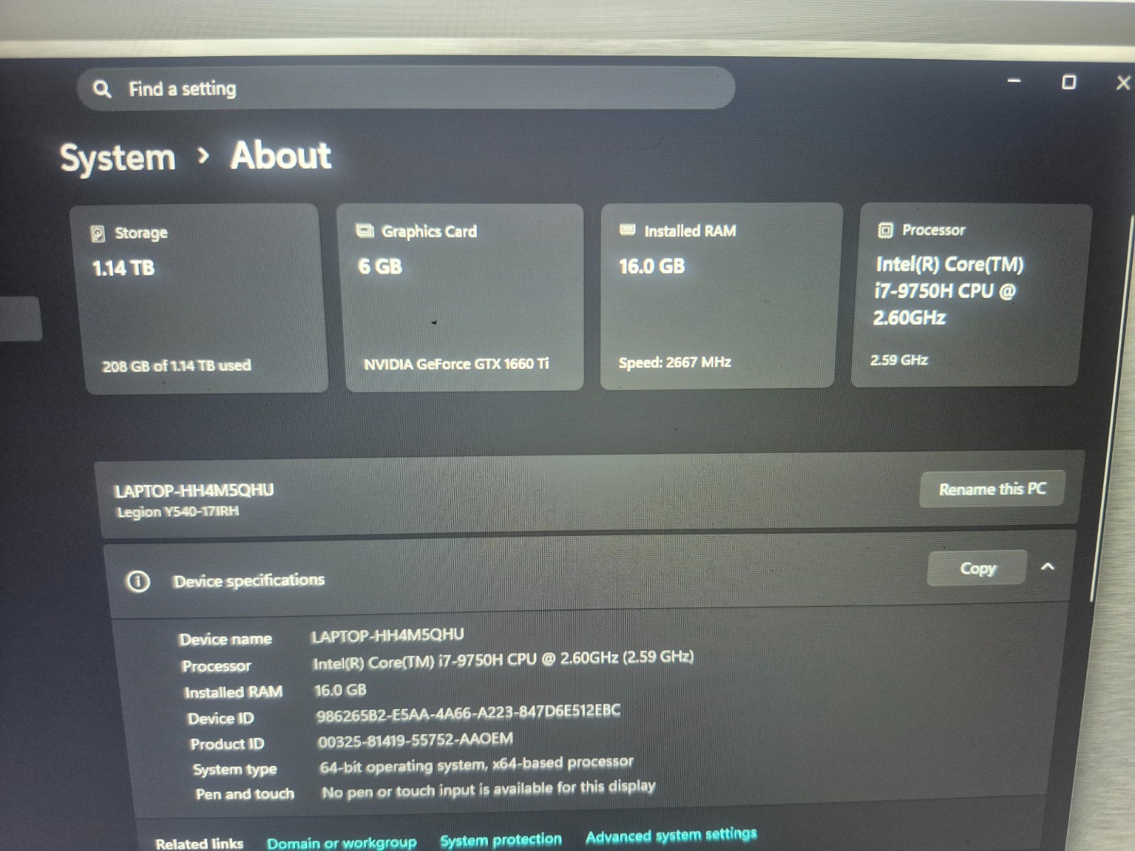 Lenovo Legion Y540 17.3″ (1TB, Intel Core i7 9th Gen, 2.6GHz, 16 GB) Gaming…