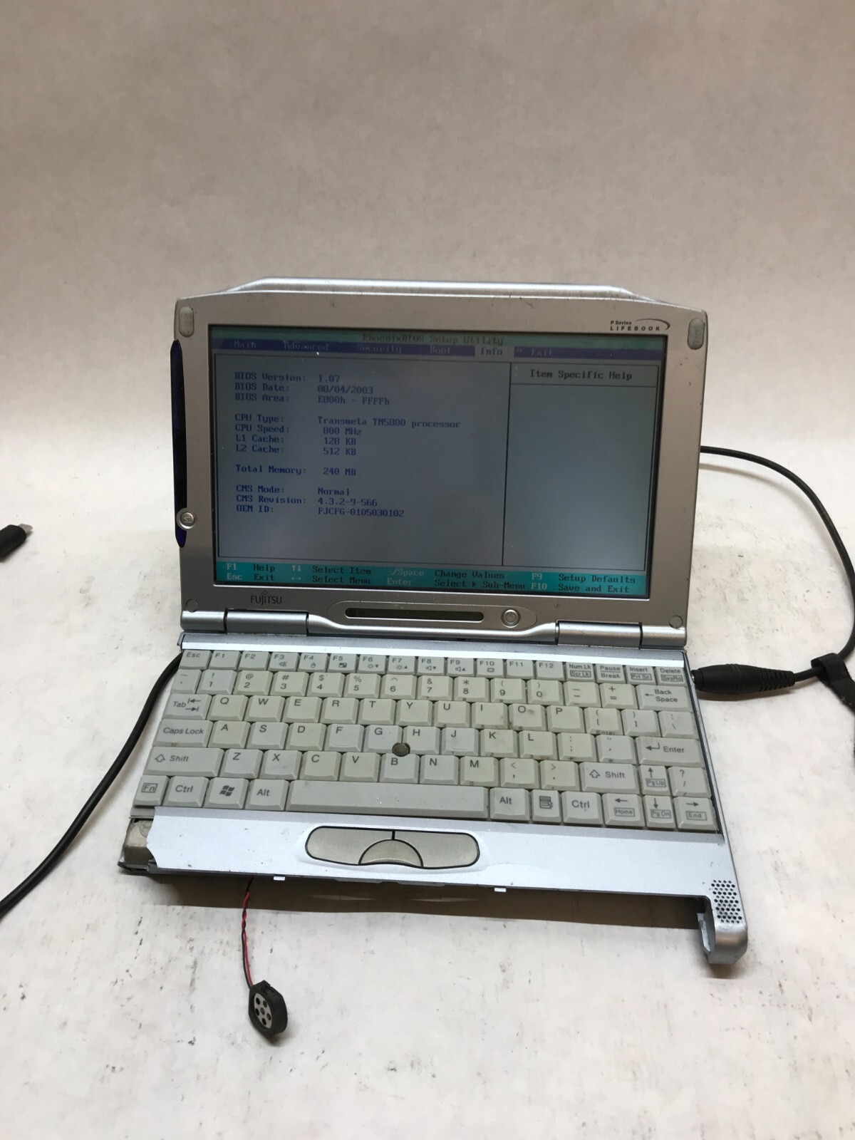 Fujitsu LifeBook P Series CP145814 Transmeta TM5800 800MHz 240MB RAM Parts! – DW
