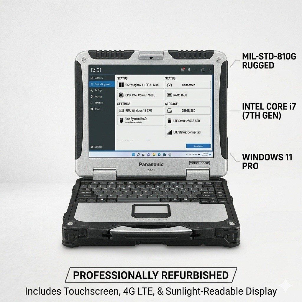 Panasonic Toughbook CF-31 MK6 i7-7600U Touch 16GB 256 SSD Win11pro 4G/DVD -Clean