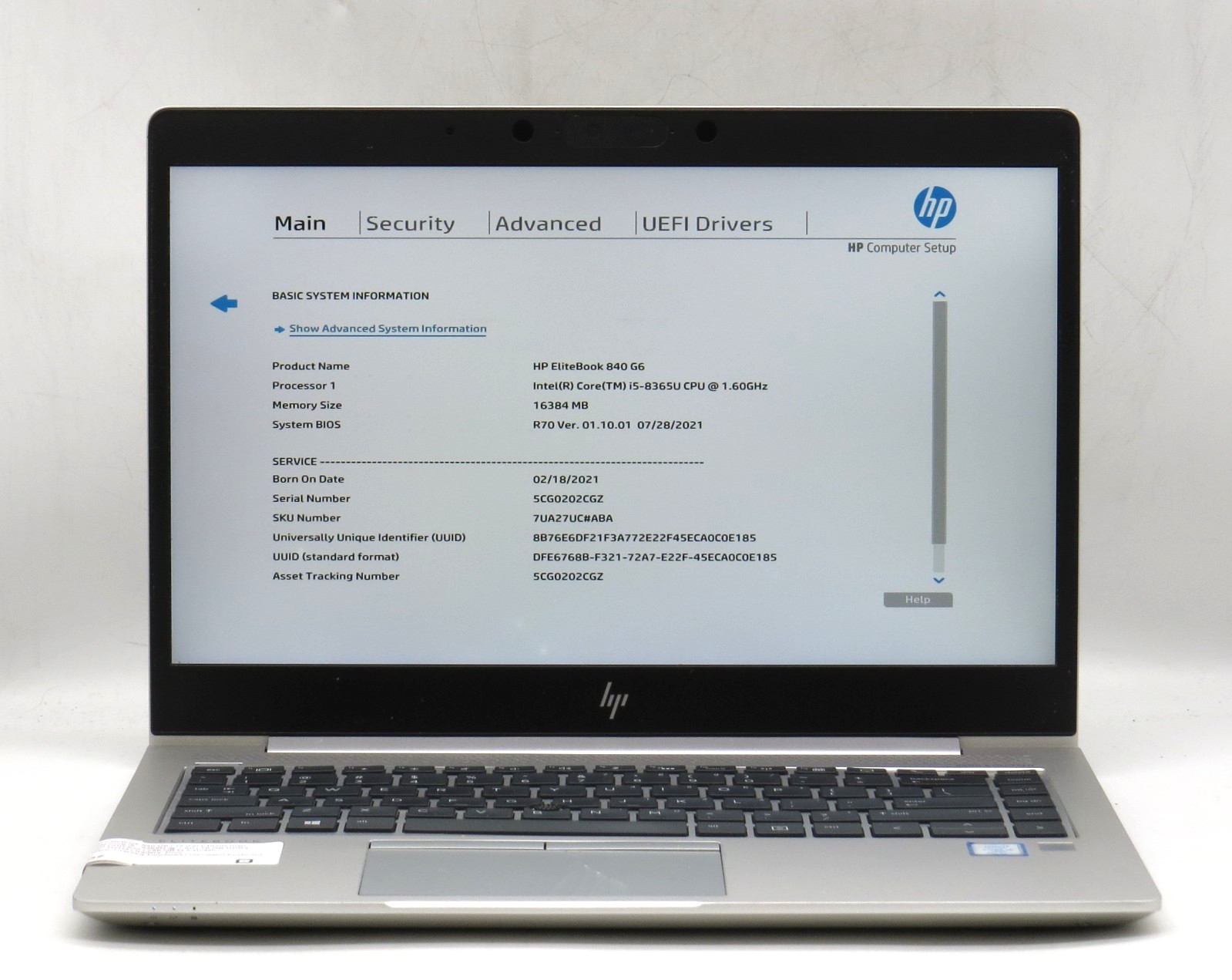 HP EliteBook 840 G6 _ i5-8365U @1.6 _ 16GB RAM _ 256GB SSD _ No OS _ w/ AC