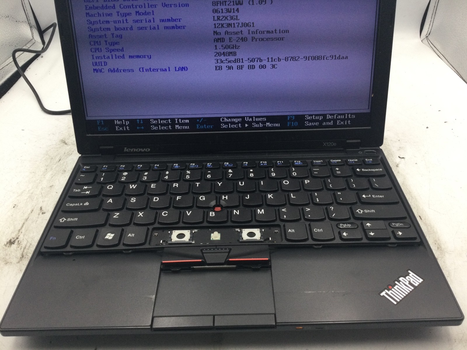 LENOVO THINKPAD X120e – AMD E-240 – 2GB RAM – BOOTS TO BIOS -READ DESCRIPTION-BB