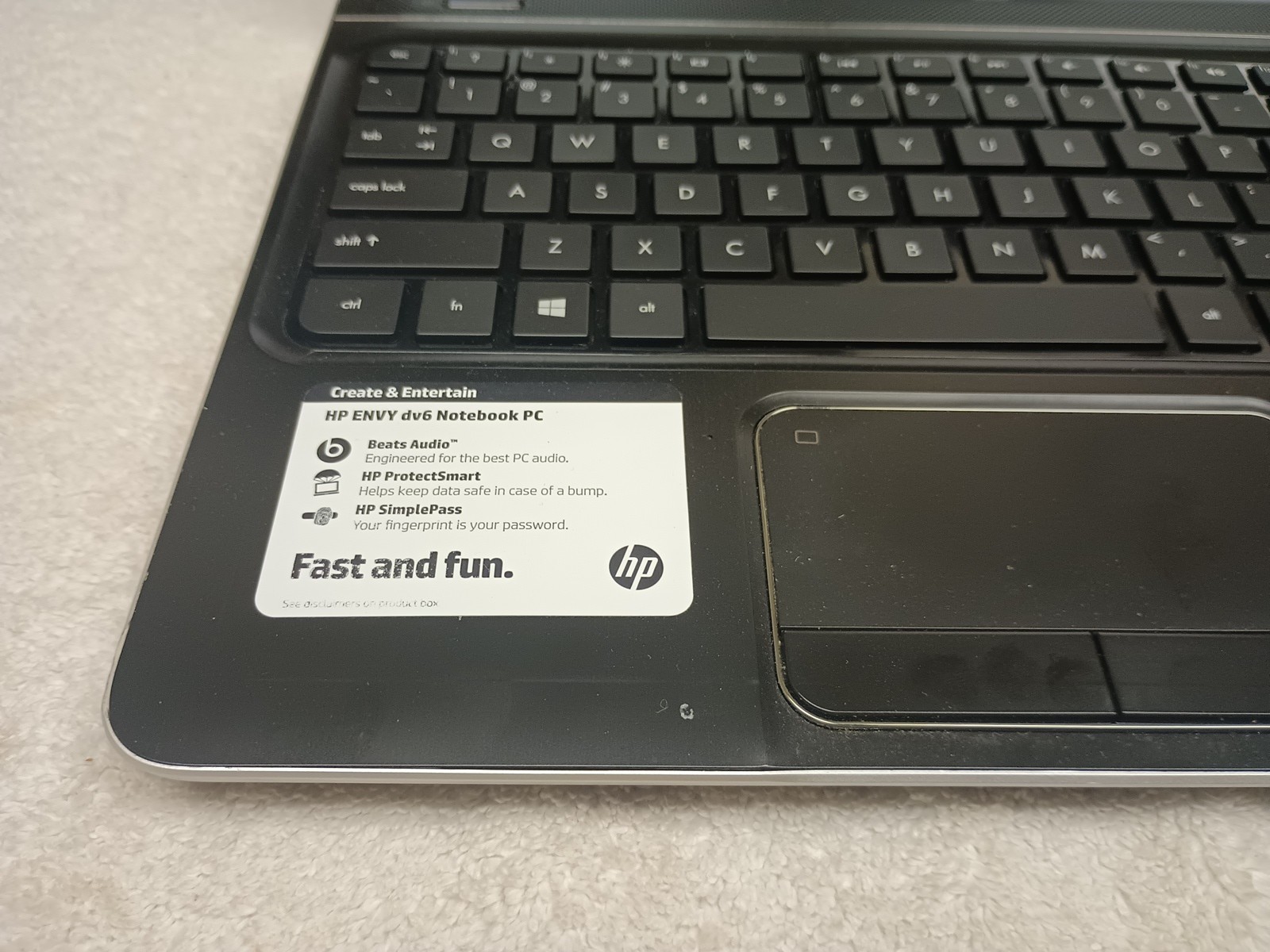 HP Envy DV6 AMD A8-4500M APU W/Radeon Graphics, 8GB RAM, 500Gb HDD Windows 10