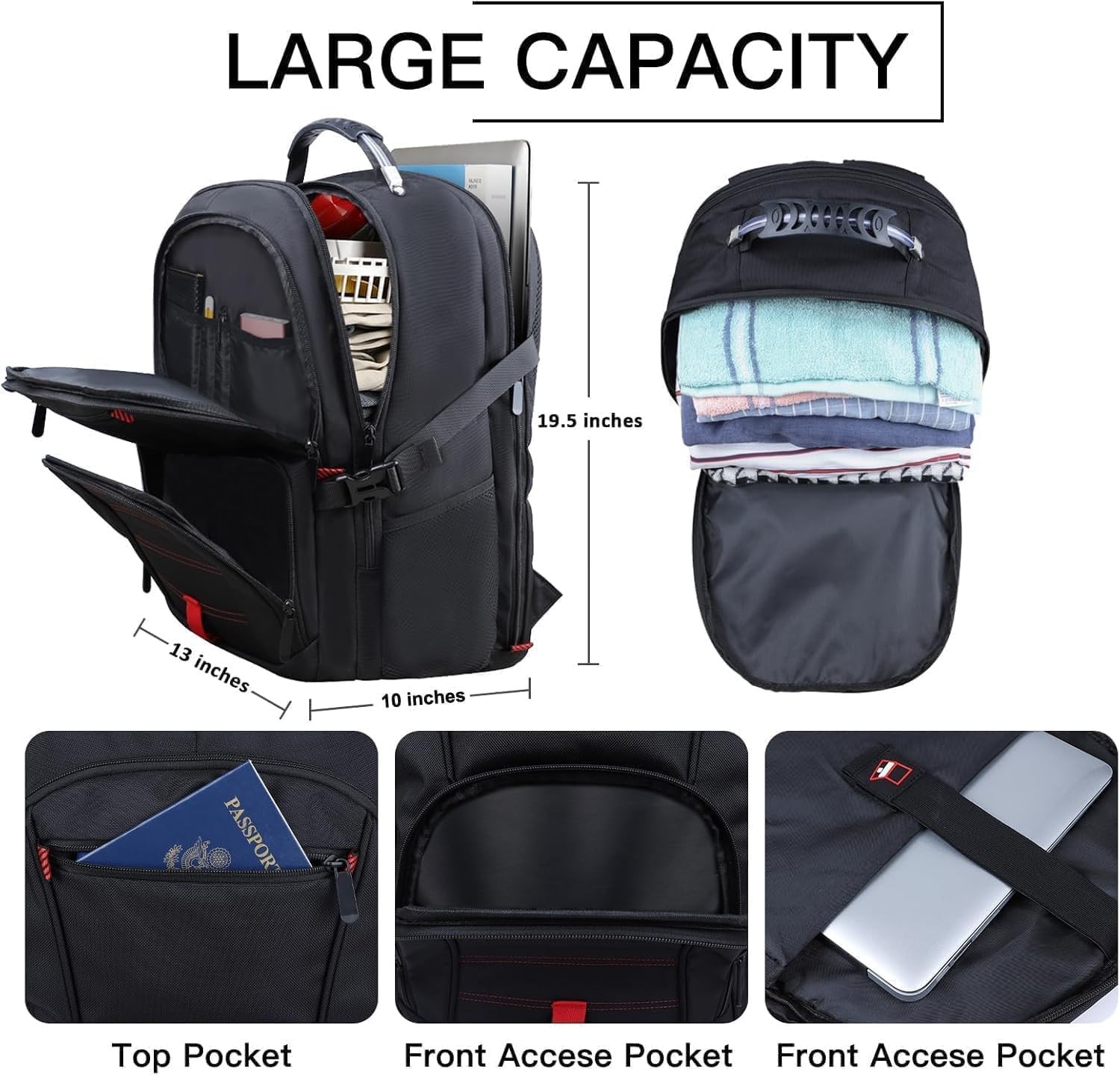 Extra Large Travel Laptop Backpack, 17.3 Inch Anti Theft Water Resistant Backpac