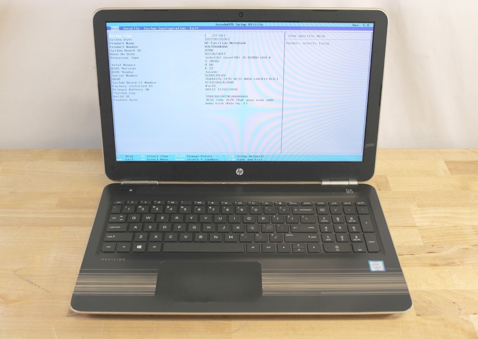 HP Pavilion Notebook i5-6200U 2.30GHz 8GB RAM No Drive