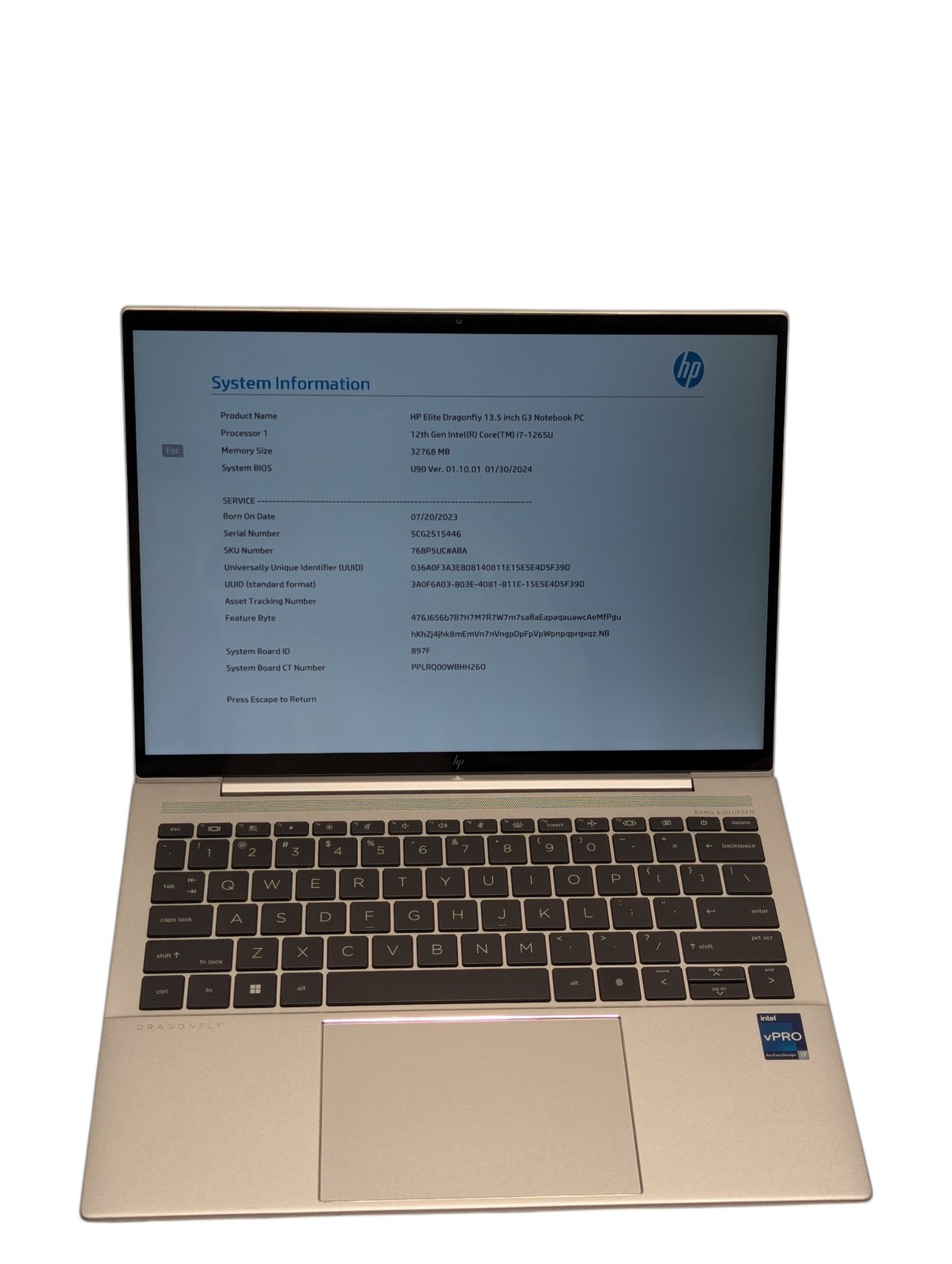 HP Elite Dragonfly G3 i7 13.5″ 32GB RAM 512GB SSD – Grade D