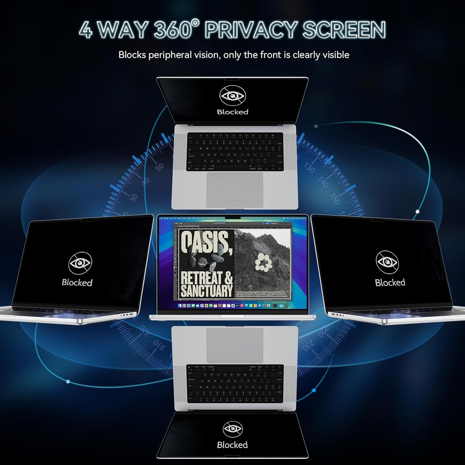 360° Privacy Screen for MacBook Pro 16 Inch (2021-2026) Anti Spy Laptop Protecto