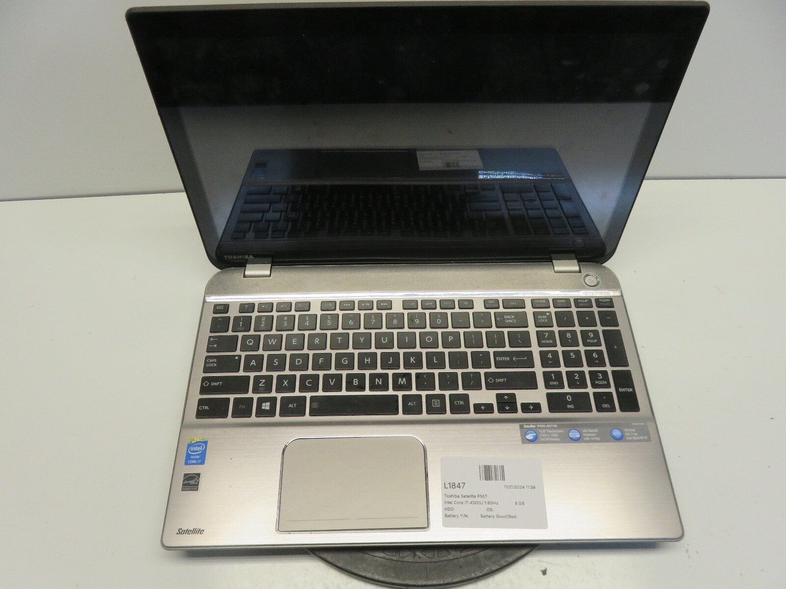 Toshiba Satellite P55T-a5118 Intel Core i7-4500U 1.8GHz 8 GB NO HDD No Batt