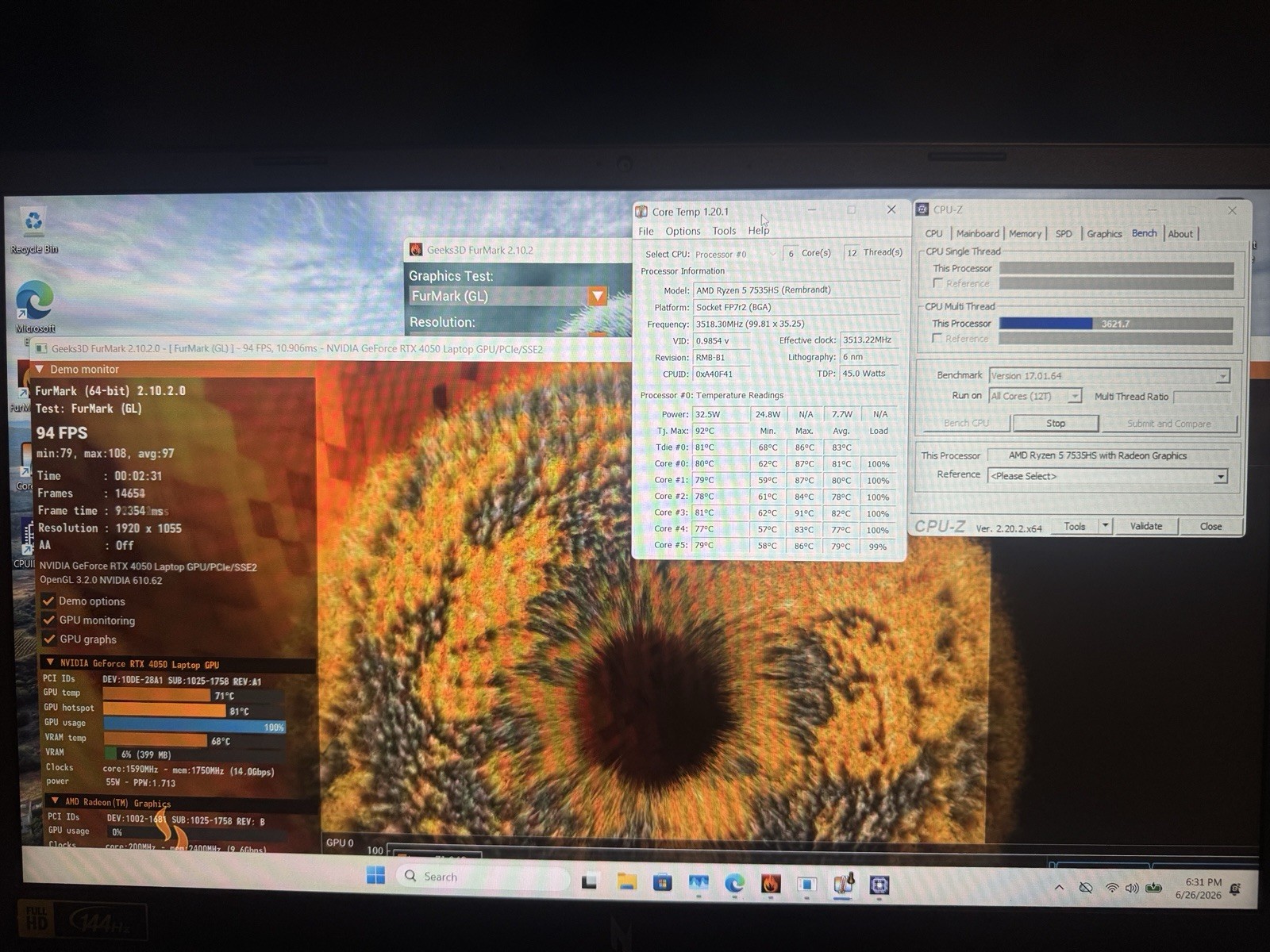 Acer Nitro V RTX 4050, Ryzen 5 3.3Ghz 16GB DDR5, 128gb Ssd RUNS GREAT! READ DESC
