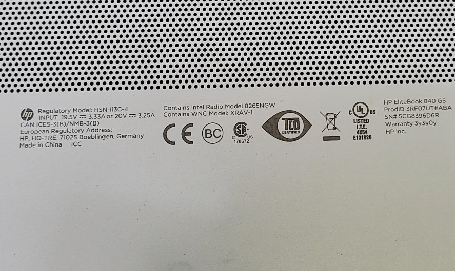 HP ELITEBOOK 840 G5 3RF07UT-ABA Laptop Core I5-8250U 8GB 256GB SEE NOTES
