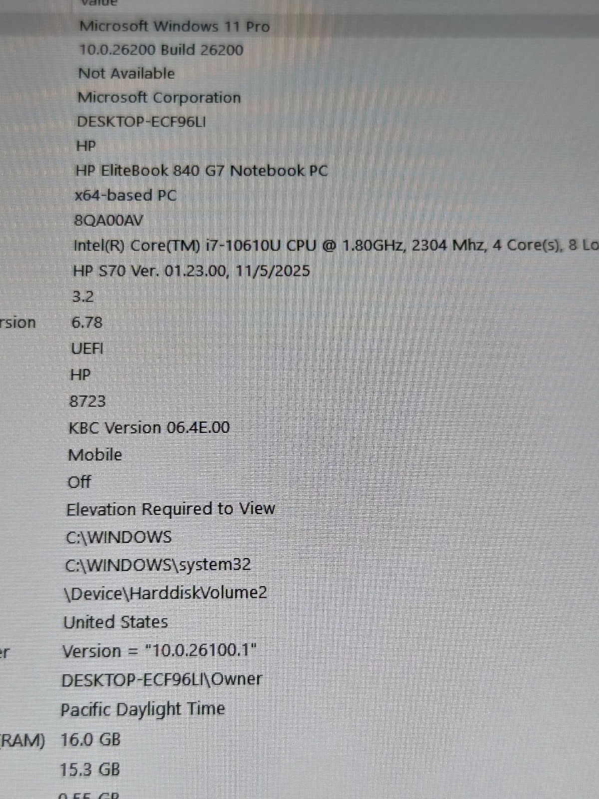 6151252 EliteBook 840 G7 w/charger.i7-10610U.16GB.256GB NVMe.14″FHD.W11.Nice!!