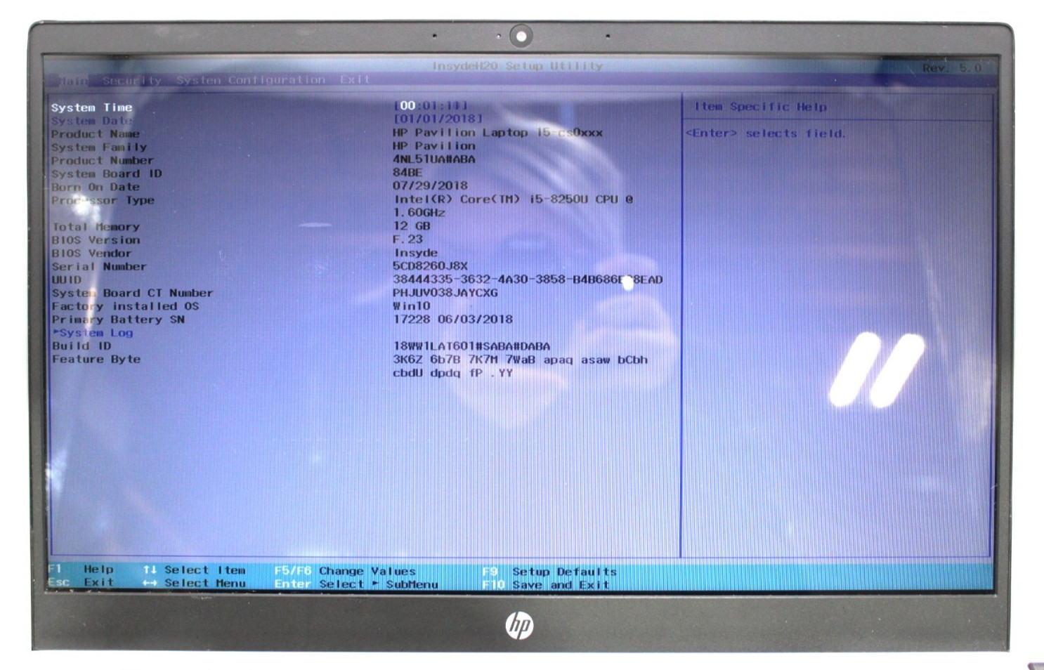 HP Pavilion 15-cs0053cl-i5-8250U@1.6GHz-12GB DDR4-525GB SATA-NO OS *USED/TESTED*