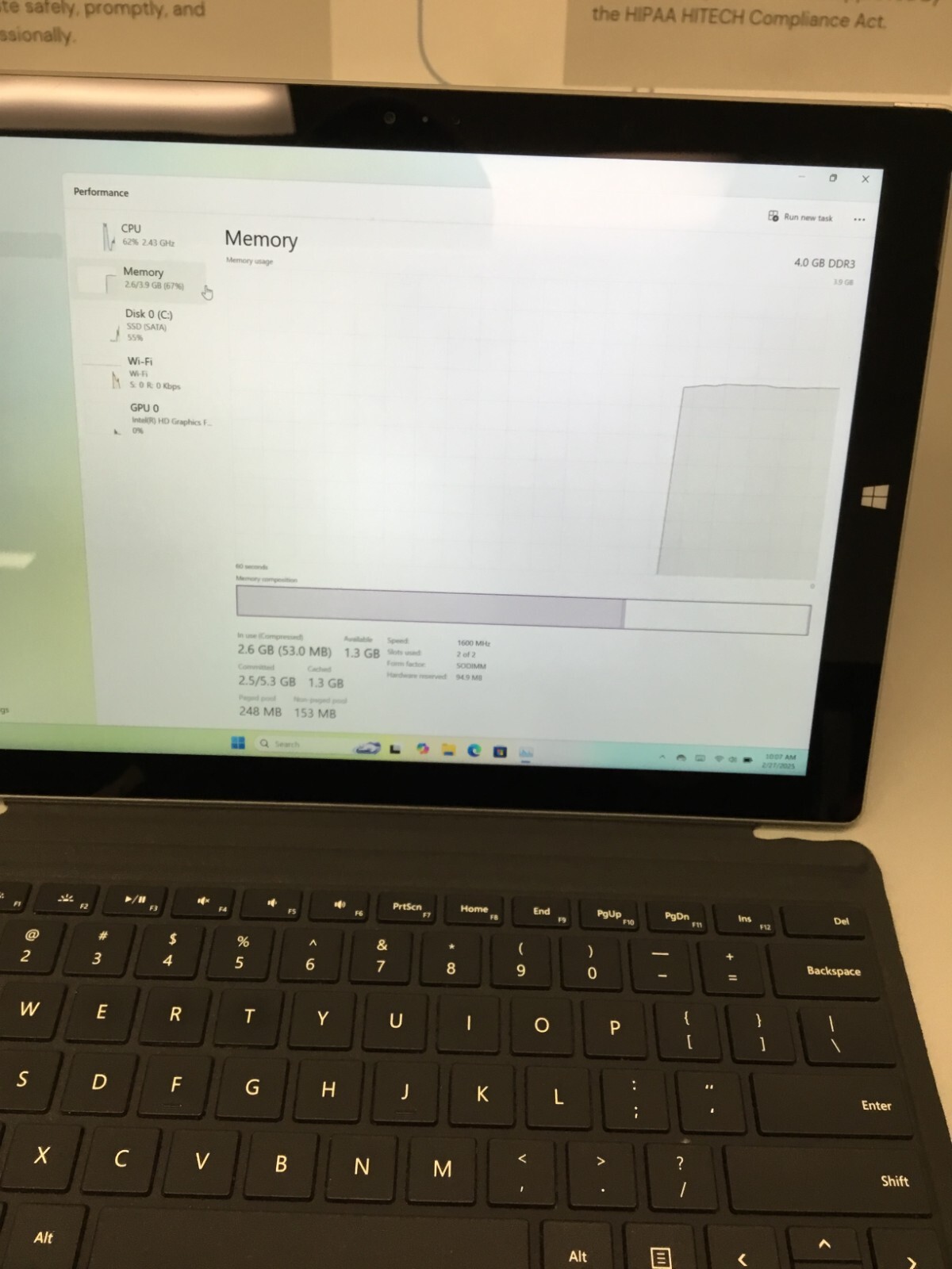 Microsoft Surface Pro 3 12 inch (128GB, Intel Core i5 4th Gen., 1.90GHz, 4GB).