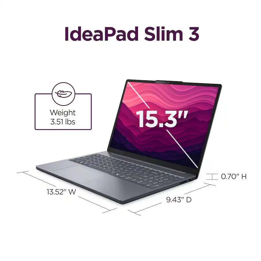 Lenovo IdeaPad Slim 3 15.3″ Touchscreen Laptop AMD Ryzen 7 170 16GB RAM 512GB