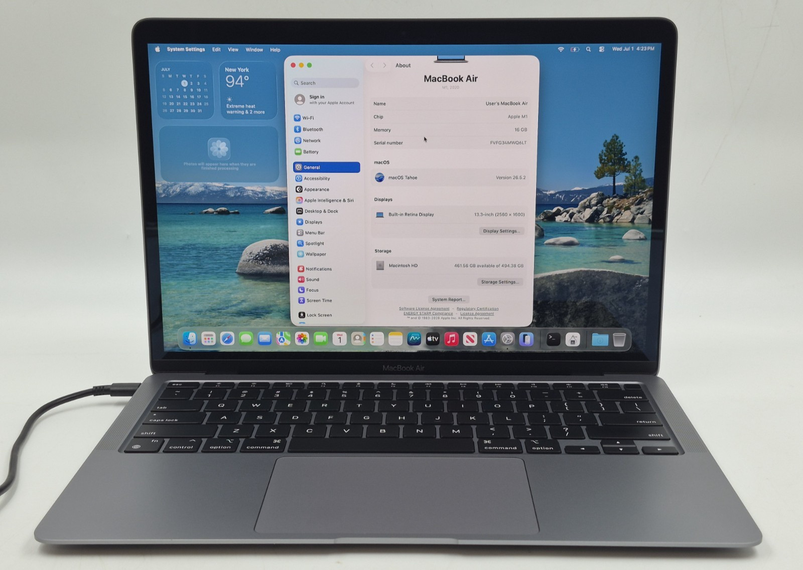 Apple MacBook Air A2337 13″ M1 3.20GHz 16GB RAM 512GB SSD macOS Tahoe