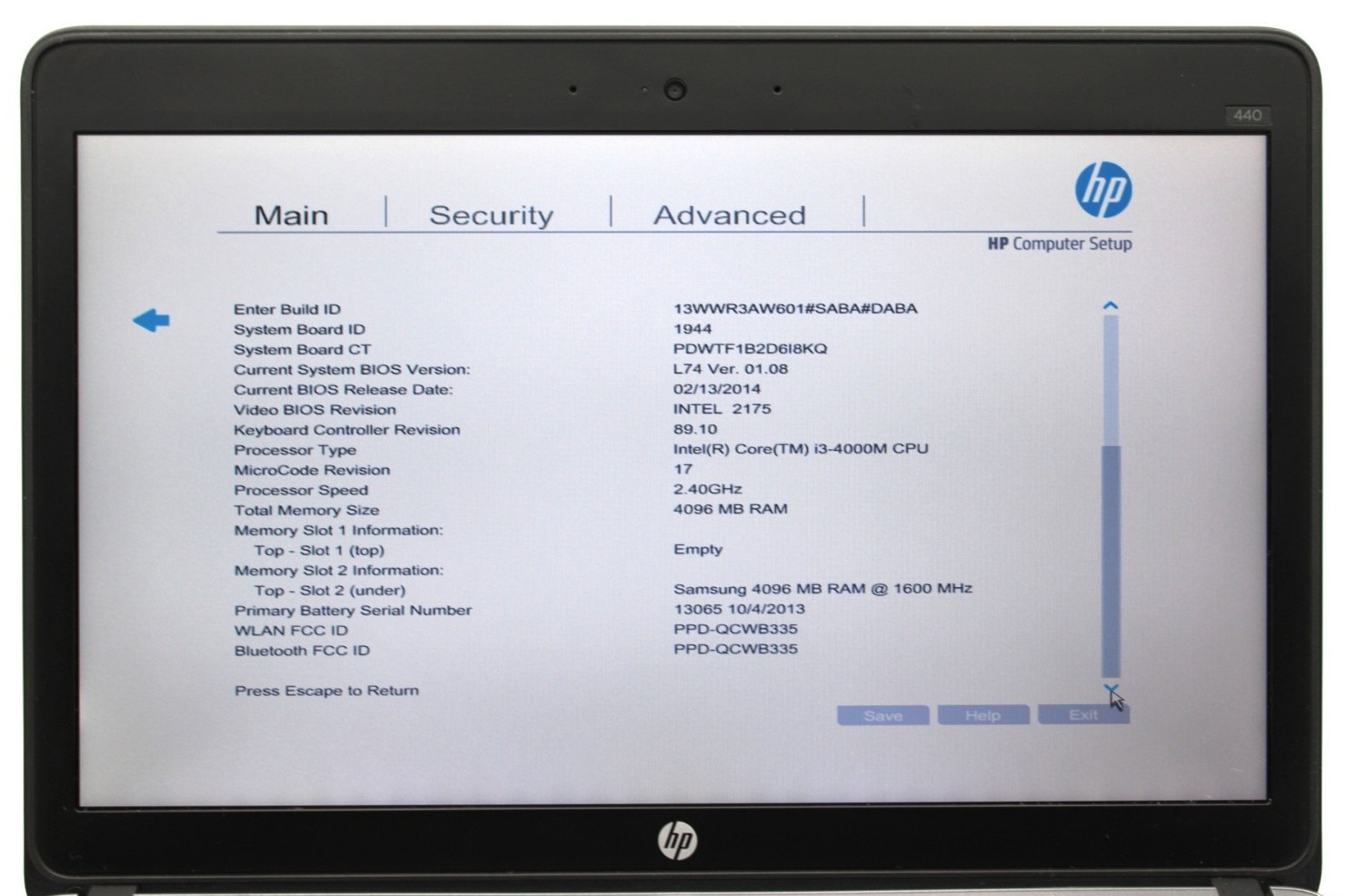HP ProBook 440 G1 i3-4000M@2.4GHz 4GB DDR3 NO STORAGE OR OS *USED/TESTED*