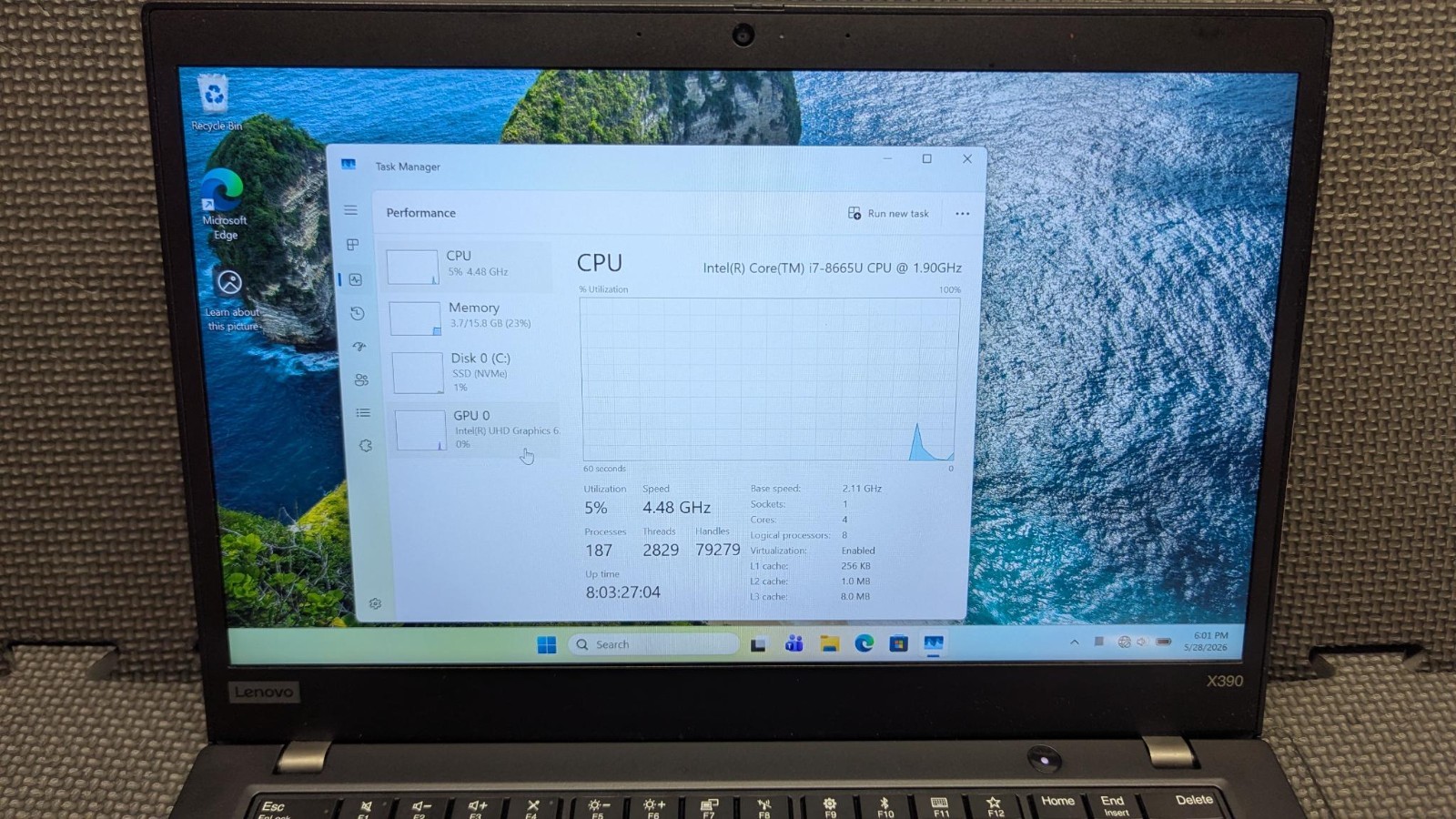 lenovo thinkpad x390 laptop i7-8665u 16gb 500gb