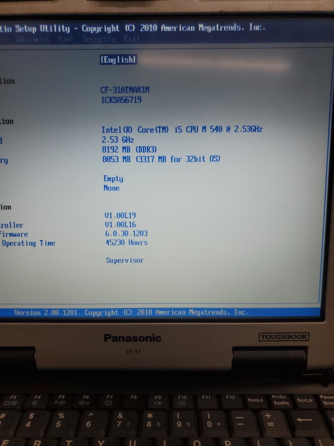 Panasonic Toughbook CF-31 MK-1 i5 540M @ 2.40GHz 8GB 45230HRS Diesel