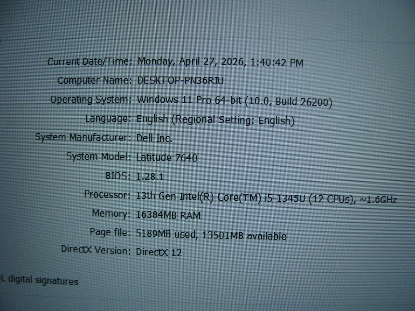 Dell Latitude 7640 16″ WUXGA vPro i5-1345U 1.6GHz 16GB 256GB SSD WRNTY-01/27 +PA
