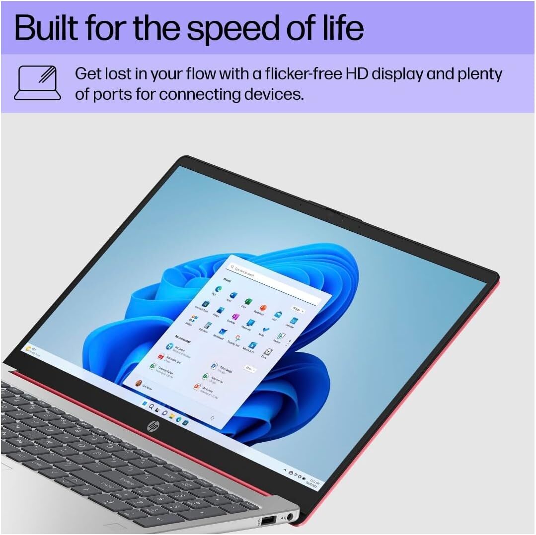 HP 15 Laptop 15.6″ HD Pentium Quad-Core N200 16GB 128GB SSD Webcam Win 10 S Red