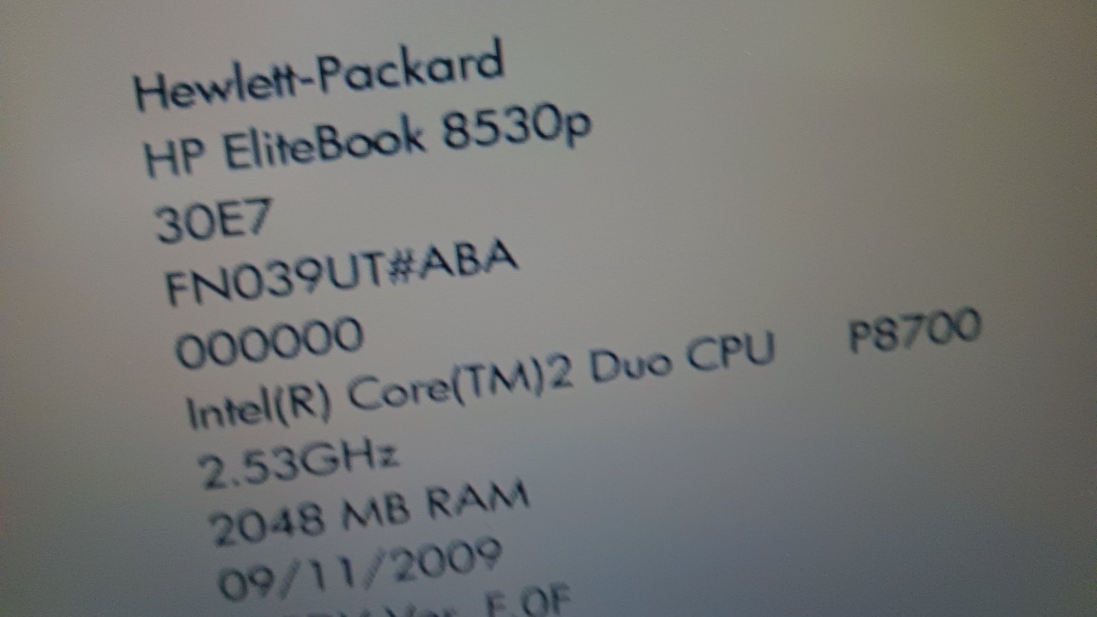 HP EliteBook 8530p Laptop Intel C2D @ 2.53 GHz 15.4″ LCD Screen DVD AC adapter