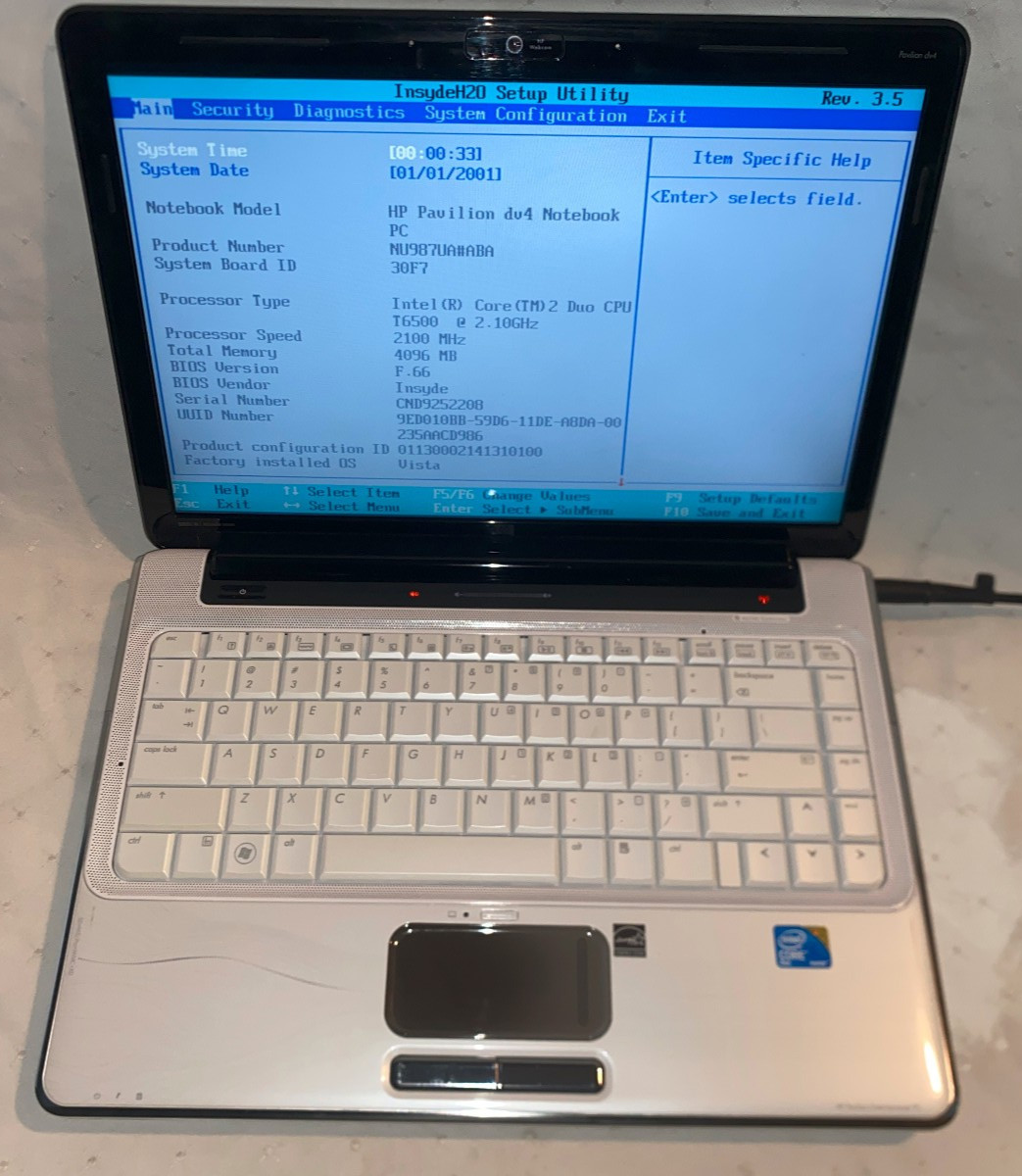 HP Pavilion Notebook DV4-1435dx, Core 2 Duo T6500, 4GB RAM, 120GB SSD